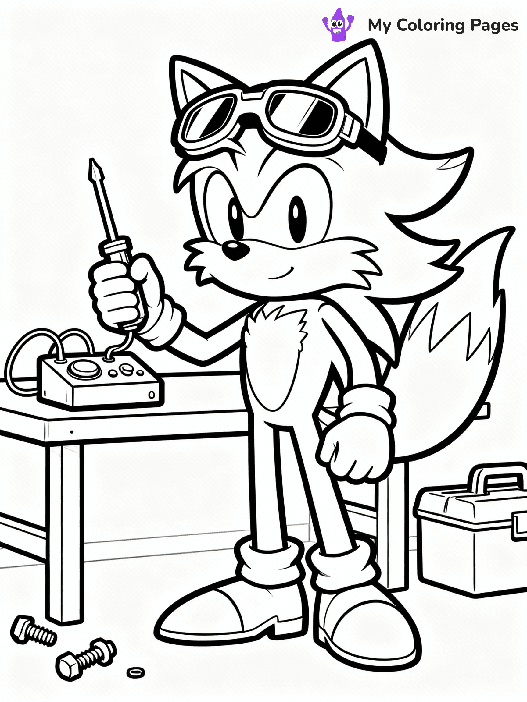 ⚠️ CRITICAL REQUIREMENT - ABSOLUTE BLACK AND WHITE ONLY ⚠️
This MUST be a BLACK AND WHITE line drawing ONLY. NO COLORS whatsoever.
- ONLY pure black lines (#000000) on pure white background (#FFFFFF)
- ABSOLUTELY NO colors, NO shading, NO gradients, NO grayscale
- If there are ANY colors in the output, the image is REJECTED
- This is a COLORING PAGE - meant to be COLORED IN by children
- The output must be UNCOLORED line art ready for coloring
⚠️ SUBJECT TO DRAW: Tails the fox from Sonic building a gadget. Important: PURE OUTLINES. NO FILLS, COLOR, SHADING, OR GREYSCALE. WHITE BACKGROUND.
(REMEMBER: Output must be BLACK AND WHITE line art only, NOT colored!)
# Flat, Friendly Cartoon Line-Art Coloring Page
You are generating a **pure black-and-white binary image** of a child-friendly cartoon scene combining characters and background scenery in one cohesive composition.
## Rendering Rules (Strict)
- Only two colors: pure black (#000000) outlines and pure white (#FFFFFF) background.
- No grayscale, shading, gradients, tints, fills, transparency, or partial pixels.
- No antialiasing or blended edges; every pixel is 100% black or white.
- No solid black fills inside shapes — all areas inside outlines must remain white.
- No dark clothing areas or filled tone blocks; all garments outlined only.
- No shadows, textures, lighting, or tonal variations.
- Must look like flat binary vector line-art for coloring pages.
## Drawing & Composition
- **Medium, consistent line weight**; clean closed outlines easy to color inside.
- **Flat, simple, child-friendly design** — no realism or 3D depth.
- Characters are **grounded on a surface**, centered and large.
- **Balanced composition** with clear silhouettes and minimal props.
## Scenery & Style
- Landmarks (e.g., mosque, CN Tower) and scenery (trees, benches, waves) drawn with **black outlines only.**
- For real-world figures, teams, or places, show accurate details using only black outlines—no text or logos. Use distinctive uniform patterns, abstract symbols, and landmark silhouettes to convey identity.
- Keep **consistent perspective**; no floating elements.
- **Style:** whimsical **Doodle Art Alley** — rounded, friendly outlines.
- May adapt shapes from **Crayola, Disney, Peppa Pig, Cocomelon** — *by shape only, never color.*
- Final output: **flat, crisp, binary (#000000/#FFFFFF)**, **no filled color or background text.**
EXTREMELYE IMPORTANT:
- PURE BINARY LINE-ART; NO FILLS (HAIR/CLOTHES/SKIN), SHADING, OR GREY.
- NO SHADING, COLOR. MUST BE WHITE BACKGROUND.
⚠️ FINAL REMINDER: Draw the subject "Tails the fox from Sonic building a gadget. Important: PURE OUTLINES. NO FILLS, COLOR, SHADING, OR GREYSCALE. WHITE BACKGROUND." as BLACK AND WHITE line art. Zero colors in output.