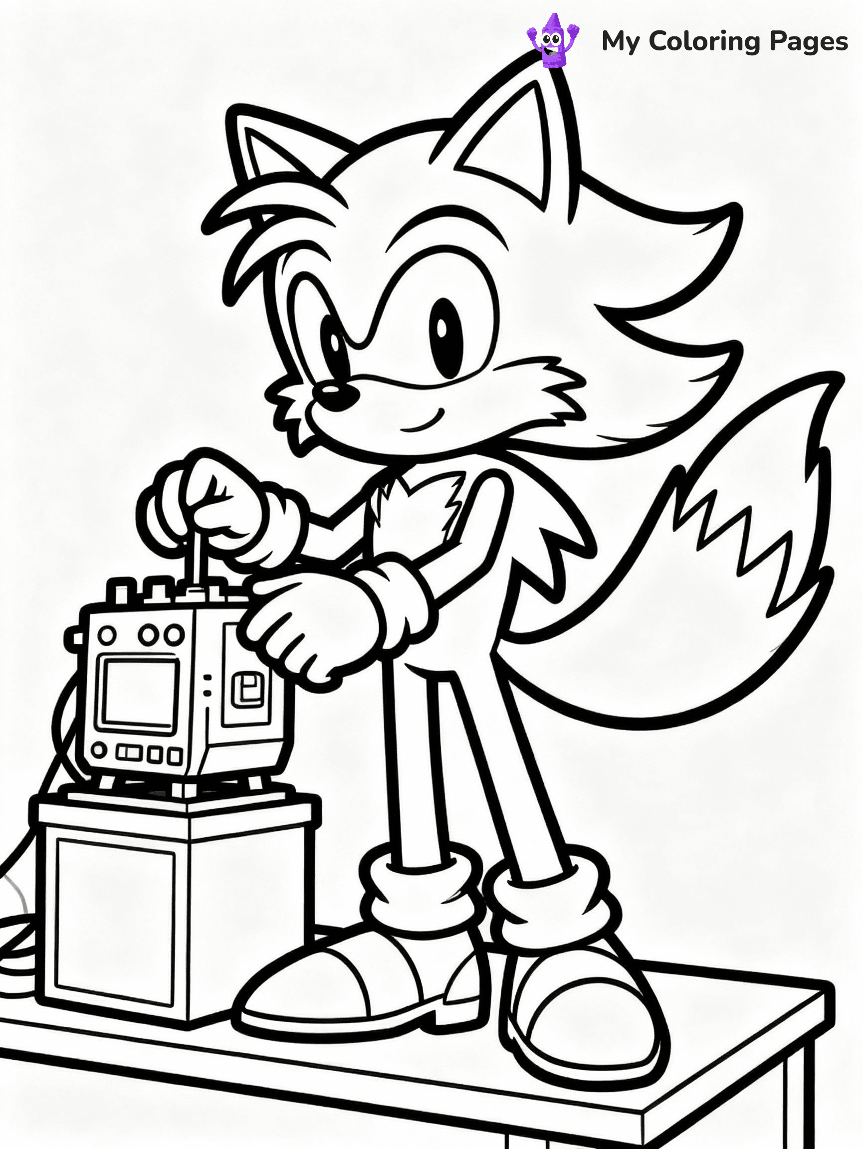 ⚠️ CRITICAL REQUIREMENT - ABSOLUTE BLACK AND WHITE ONLY ⚠️
This MUST be a BLACK AND WHITE line drawing ONLY. NO COLORS whatsoever.
- ONLY pure black lines (#000000) on pure white background (#FFFFFF)
- ABSOLUTELY NO colors, NO shading, NO gradients, NO grayscale
- If there are ANY colors in the output, the image is REJECTED
- This is a COLORING PAGE - meant to be COLORED IN by children
- The output must be UNCOLORED line art ready for coloring
⚠️ SUBJECT TO DRAW: Tails the fox from Sonic building a gadget. Important: PURE OUTLINES. NO FILLS, COLOR, SHADING, OR GREYSCALE. WHITE BACKGROUND.
(REMEMBER: Output must be BLACK AND WHITE line art only, NOT colored!)
# Flat, Friendly Cartoon Line-Art Coloring Page
You are generating a **pure black-and-white binary image** of a child-friendly cartoon scene combining characters and background scenery in one cohesive composition.
## Rendering Rules (Strict)
- Only two colors: pure black (#000000) outlines and pure white (#FFFFFF) background.
- No grayscale, shading, gradients, tints, fills, transparency, or partial pixels.
- No antialiasing or blended edges; every pixel is 100% black or white.
- No solid black fills inside shapes — all areas inside outlines must remain white.
- No dark clothing areas or filled tone blocks; all garments outlined only.
- No shadows, textures, lighting, or tonal variations.
- Must look like flat binary vector line-art for coloring pages.
## Drawing & Composition
- **Medium, consistent line weight**; clean closed outlines easy to color inside.
- **Flat, simple, child-friendly design** — no realism or 3D depth.
- Characters are **grounded on a surface**, centered and large.
- **Balanced composition** with clear silhouettes and minimal props.
## Scenery & Style
- Landmarks (e.g., mosque, CN Tower) and scenery (trees, benches, waves) drawn with **black outlines only.**
- For real-world figures, teams, or places, show accurate details using only black outlines—no text or logos. Use distinctive uniform patterns, abstract symbols, and landmark silhouettes to convey identity.
- Keep **consistent perspective**; no floating elements.
- **Style:** whimsical **Doodle Art Alley** — rounded, friendly outlines.
- May adapt shapes from **Crayola, Disney, Peppa Pig, Cocomelon** — *by shape only, never color.*
- Final output: **flat, crisp, binary (#000000/#FFFFFF)**, **no filled color or background text.**
EXTREMELYE IMPORTANT:
- PURE BINARY LINE-ART; NO FILLS (HAIR/CLOTHES/SKIN), SHADING, OR GREY.
- NO SHADING, COLOR. MUST BE WHITE BACKGROUND.
⚠️ FINAL REMINDER: Draw the subject "Tails the fox from Sonic building a gadget. Important: PURE OUTLINES. NO FILLS, COLOR, SHADING, OR GREYSCALE. WHITE BACKGROUND." as BLACK AND WHITE line art. Zero colors in output.