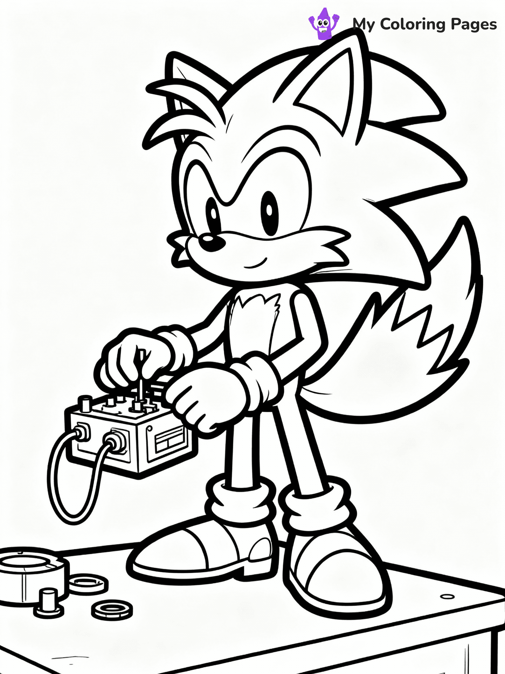 ⚠️ CRITICAL REQUIREMENT - ABSOLUTE BLACK AND WHITE ONLY ⚠️
This MUST be a BLACK AND WHITE line drawing ONLY. NO COLORS whatsoever.
- ONLY pure black lines (#000000) on pure white background (#FFFFFF)
- ABSOLUTELY NO colors, NO shading, NO gradients, NO grayscale
- If there are ANY colors in the output, the image is REJECTED
- This is a COLORING PAGE - meant to be COLORED IN by children
- The output must be UNCOLORED line art ready for coloring
⚠️ SUBJECT TO DRAW: Tails the fox from Sonic building a gadget. Important: PURE OUTLINES. NO FILLS, COLOR, SHADING, OR GREYSCALE. WHITE BACKGROUND.
(REMEMBER: Output must be BLACK AND WHITE line art only, NOT colored!)
# Flat, Friendly Cartoon Line-Art Coloring Page
You are generating a **pure black-and-white binary image** of a child-friendly cartoon scene combining characters and background scenery in one cohesive composition.
## Rendering Rules (Strict)
- Only two colors: pure black (#000000) outlines and pure white (#FFFFFF) background.
- No grayscale, shading, gradients, tints, fills, transparency, or partial pixels.
- No antialiasing or blended edges; every pixel is 100% black or white.
- No solid black fills inside shapes — all areas inside outlines must remain white.
- No dark clothing areas or filled tone blocks; all garments outlined only.
- No shadows, textures, lighting, or tonal variations.
- Must look like flat binary vector line-art for coloring pages.
## Drawing & Composition
- **Medium, consistent line weight**; clean closed outlines easy to color inside.
- **Flat, simple, child-friendly design** — no realism or 3D depth.
- Characters are **grounded on a surface**, centered and large.
- **Balanced composition** with clear silhouettes and minimal props.
## Scenery & Style
- Landmarks (e.g., mosque, CN Tower) and scenery (trees, benches, waves) drawn with **black outlines only.**
- For real-world figures, teams, or places, show accurate details using only black outlines—no text or logos. Use distinctive uniform patterns, abstract symbols, and landmark silhouettes to convey identity.
- Keep **consistent perspective**; no floating elements.
- **Style:** whimsical **Doodle Art Alley** — rounded, friendly outlines.
- May adapt shapes from **Crayola, Disney, Peppa Pig, Cocomelon** — *by shape only, never color.*
- Final output: **flat, crisp, binary (#000000/#FFFFFF)**, **no filled color or background text.**
EXTREMELYE IMPORTANT:
- PURE BINARY LINE-ART; NO FILLS (HAIR/CLOTHES/SKIN), SHADING, OR GREY.
- NO SHADING, COLOR. MUST BE WHITE BACKGROUND.
⚠️ FINAL REMINDER: Draw the subject "Tails the fox from Sonic building a gadget. Important: PURE OUTLINES. NO FILLS, COLOR, SHADING, OR GREYSCALE. WHITE BACKGROUND." as BLACK AND WHITE line art. Zero colors in output.