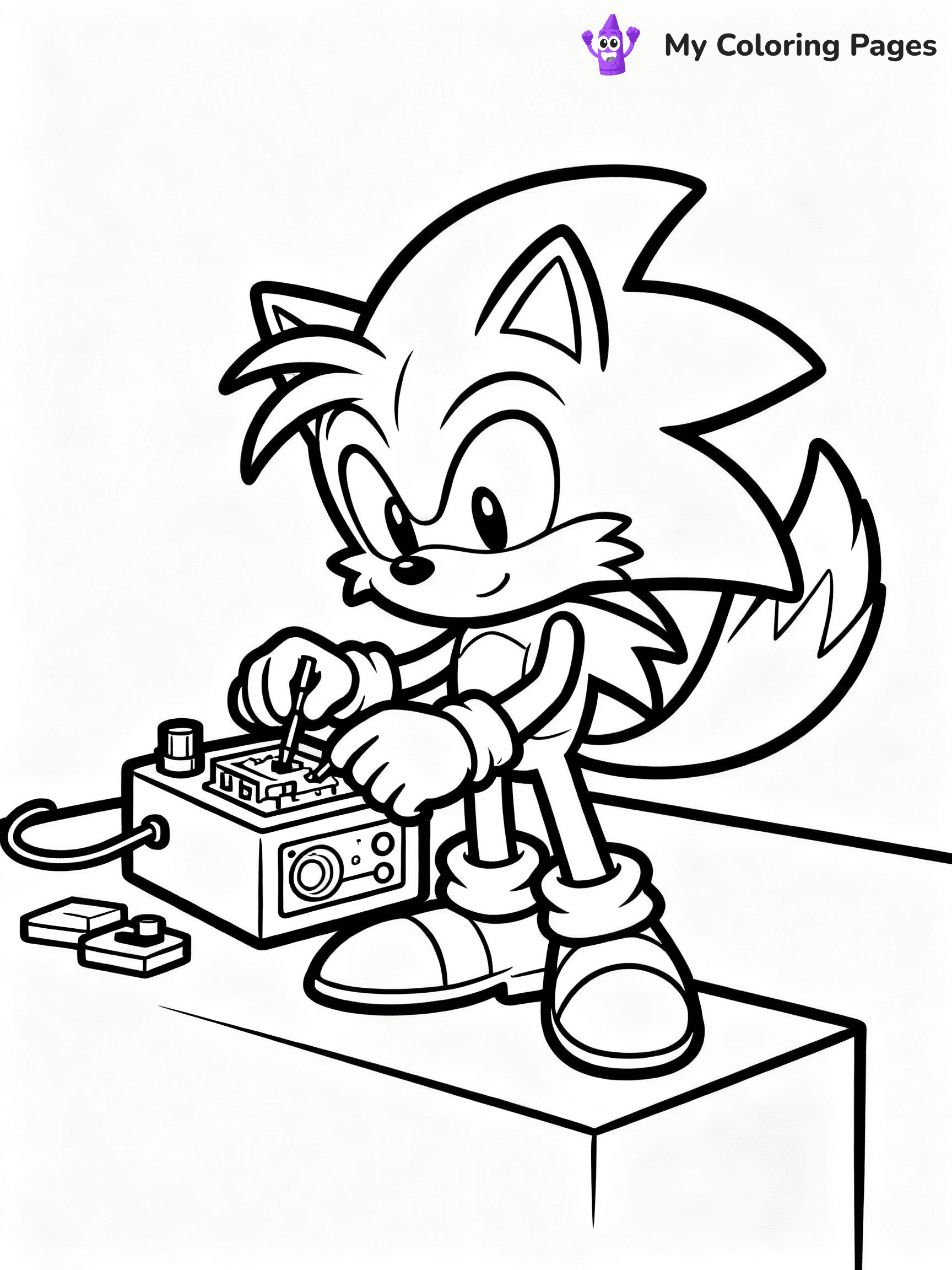 ⚠️ CRITICAL REQUIREMENT - ABSOLUTE BLACK AND WHITE ONLY ⚠️
This MUST be a BLACK AND WHITE line drawing ONLY. NO COLORS whatsoever.
- ONLY pure black lines (#000000) on pure white background (#FFFFFF)
- ABSOLUTELY NO colors, NO shading, NO gradients, NO grayscale
- If there are ANY colors in the output, the image is REJECTED
- This is a COLORING PAGE - meant to be COLORED IN by children
- The output must be UNCOLORED line art ready for coloring
⚠️ SUBJECT TO DRAW: Tails the fox from Sonic building a gadget. Important: PURE OUTLINES. NO FILLS, COLOR, SHADING, OR GREYSCALE. WHITE BACKGROUND.
(REMEMBER: Output must be BLACK AND WHITE line art only, NOT colored!)
# Flat, Friendly Cartoon Line-Art Coloring Page
You are generating a **pure black-and-white binary image** of a child-friendly cartoon scene combining characters and background scenery in one cohesive composition.
## Rendering Rules (Strict)
- Only two colors: pure black (#000000) outlines and pure white (#FFFFFF) background.
- No grayscale, shading, gradients, tints, fills, transparency, or partial pixels.
- No antialiasing or blended edges; every pixel is 100% black or white.
- No solid black fills inside shapes — all areas inside outlines must remain white.
- No dark clothing areas or filled tone blocks; all garments outlined only.
- No shadows, textures, lighting, or tonal variations.
- Must look like flat binary vector line-art for coloring pages.
## Drawing & Composition
- **Medium, consistent line weight**; clean closed outlines easy to color inside.
- **Flat, simple, child-friendly design** — no realism or 3D depth.
- Characters are **grounded on a surface**, centered and large.
- **Balanced composition** with clear silhouettes and minimal props.
## Scenery & Style
- Landmarks (e.g., mosque, CN Tower) and scenery (trees, benches, waves) drawn with **black outlines only.**
- For real-world figures, teams, or places, show accurate details using only black outlines—no text or logos. Use distinctive uniform patterns, abstract symbols, and landmark silhouettes to convey identity.
- Keep **consistent perspective**; no floating elements.
- **Style:** whimsical **Doodle Art Alley** — rounded, friendly outlines.
- May adapt shapes from **Crayola, Disney, Peppa Pig, Cocomelon** — *by shape only, never color.*
- Final output: **flat, crisp, binary (#000000/#FFFFFF)**, **no filled color or background text.**
EXTREMELYE IMPORTANT:
- PURE BINARY LINE-ART; NO FILLS (HAIR/CLOTHES/SKIN), SHADING, OR GREY.
- NO SHADING, COLOR. MUST BE WHITE BACKGROUND.
⚠️ FINAL REMINDER: Draw the subject "Tails the fox from Sonic building a gadget. Important: PURE OUTLINES. NO FILLS, COLOR, SHADING, OR GREYSCALE. WHITE BACKGROUND." as BLACK AND WHITE line art. Zero colors in output.