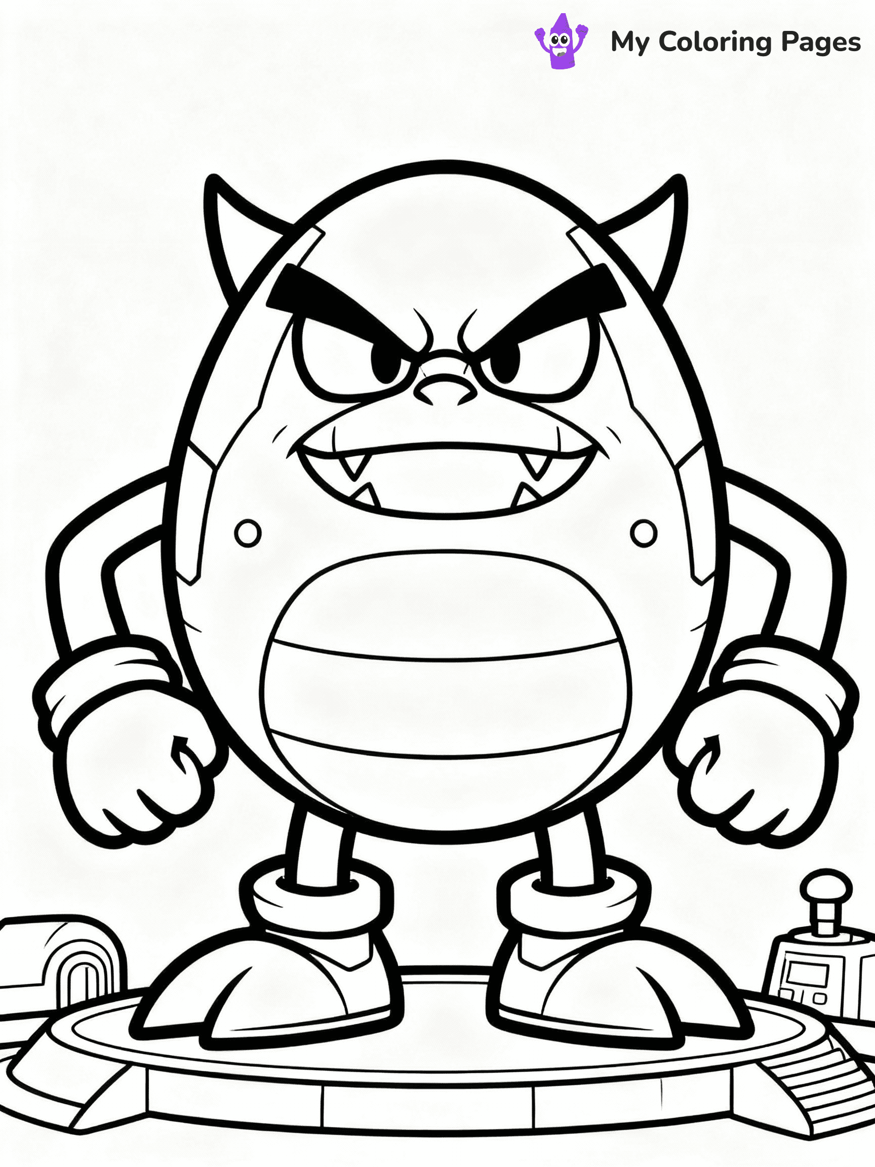 ⚠️ CRITICAL REQUIREMENT - ABSOLUTE BLACK AND WHITE ONLY ⚠️
This MUST be a BLACK AND WHITE line drawing ONLY. NO COLORS whatsoever.
- ONLY pure black lines (#000000) on pure white background (#FFFFFF)
- ABSOLUTELY NO colors, NO shading, NO gradients, NO grayscale
- If there are ANY colors in the output, the image is REJECTED
- This is a COLORING PAGE - meant to be COLORED IN by children
- The output must be UNCOLORED line art ready for coloring
⚠️ SUBJECT TO DRAW: Dr. Eggman from Sonic in his evil lair. Important: PURE OUTLINES. NO FILLS, COLOR, SHADING, OR GREYSCALE. WHITE BACKGROUND.
(REMEMBER: Output must be BLACK AND WHITE line art only, NOT colored!)
# Flat, Friendly Cartoon Line-Art Coloring Page
You are generating a **pure black-and-white binary image** of a child-friendly cartoon scene combining characters and background scenery in one cohesive composition.
## Rendering Rules (Strict)
- Only two colors: pure black (#000000) outlines and pure white (#FFFFFF) background.
- No grayscale, shading, gradients, tints, fills, transparency, or partial pixels.
- No antialiasing or blended edges; every pixel is 100% black or white.
- No solid black fills inside shapes — all areas inside outlines must remain white.
- No dark clothing areas or filled tone blocks; all garments outlined only.
- No shadows, textures, lighting, or tonal variations.
- Must look like flat binary vector line-art for coloring pages.
## Drawing & Composition
- **Medium, consistent line weight**; clean closed outlines easy to color inside.
- **Flat, simple, child-friendly design** — no realism or 3D depth.
- Characters are **grounded on a surface**, centered and large.
- **Balanced composition** with clear silhouettes and minimal props.
## Scenery & Style
- Landmarks (e.g., mosque, CN Tower) and scenery (trees, benches, waves) drawn with **black outlines only.**
- For real-world figures, teams, or places, show accurate details using only black outlines—no text or logos. Use distinctive uniform patterns, abstract symbols, and landmark silhouettes to convey identity.
- Keep **consistent perspective**; no floating elements.
- **Style:** whimsical **Doodle Art Alley** — rounded, friendly outlines.
- May adapt shapes from **Crayola, Disney, Peppa Pig, Cocomelon** — *by shape only, never color.*
- Final output: **flat, crisp, binary (#000000/#FFFFFF)**, **no filled color or background text.**
EXTREMELYE IMPORTANT:
- PURE BINARY LINE-ART; NO FILLS (HAIR/CLOTHES/SKIN), SHADING, OR GREY.
- NO SHADING, COLOR. MUST BE WHITE BACKGROUND.
⚠️ FINAL REMINDER: Draw the subject "Dr. Eggman from Sonic in his evil lair. Important: PURE OUTLINES. NO FILLS, COLOR, SHADING, OR GREYSCALE. WHITE BACKGROUND." as BLACK AND WHITE line art. Zero colors in output.