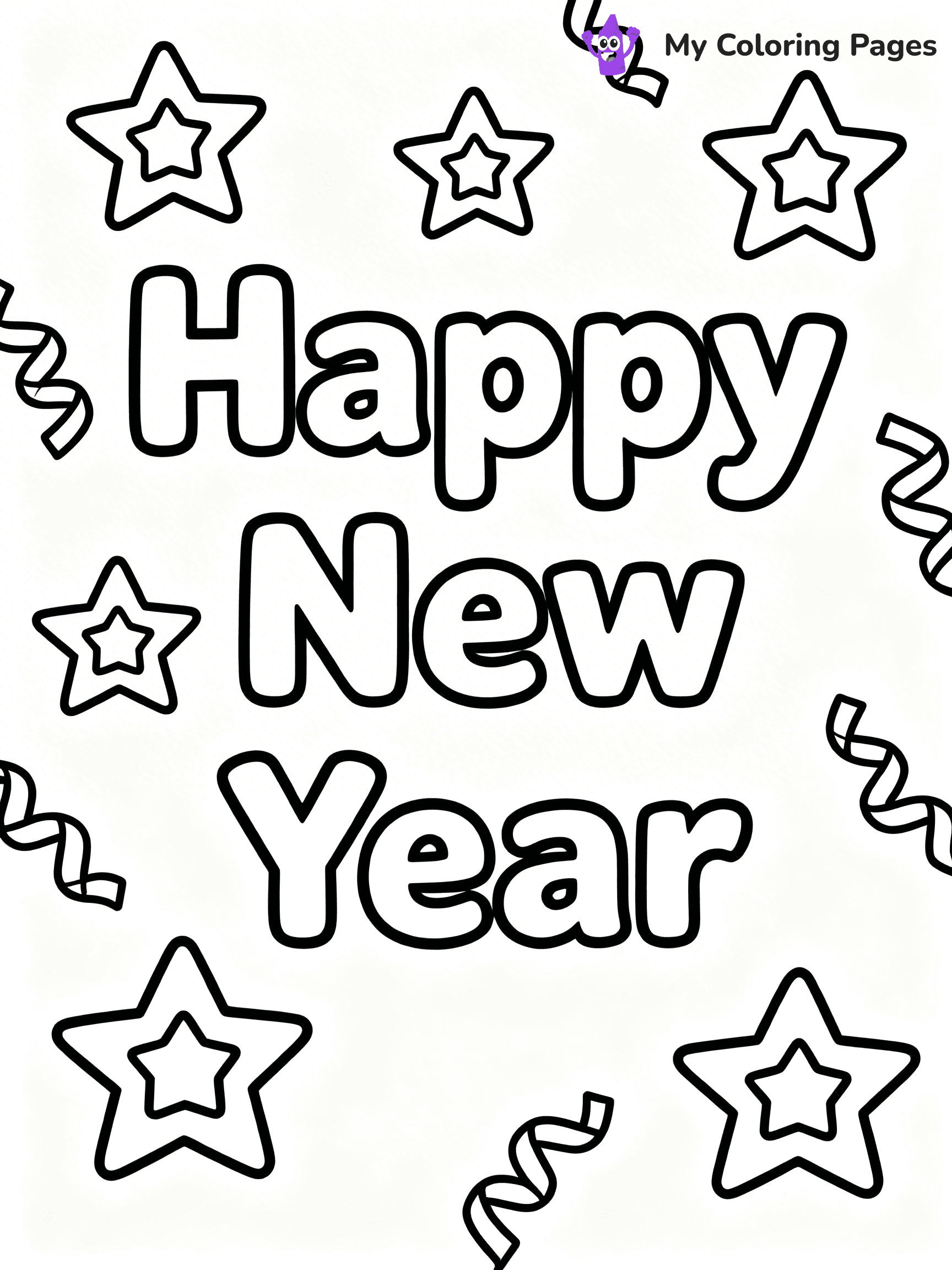 Easy New Years Coloring Pages - 49