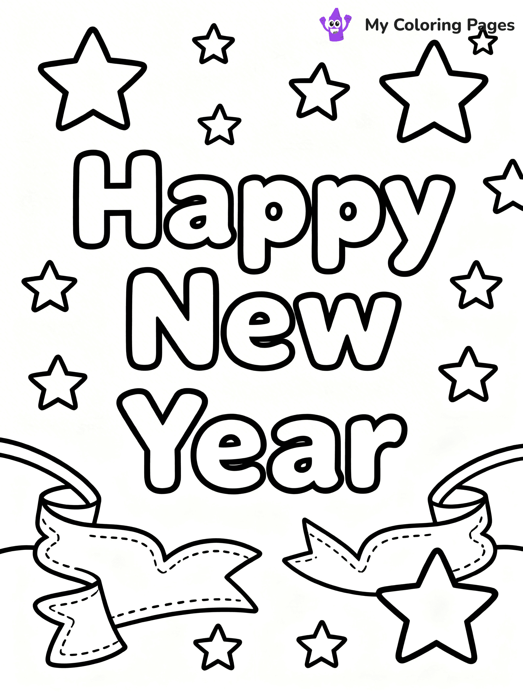 Easy New Years Coloring Pages - 48