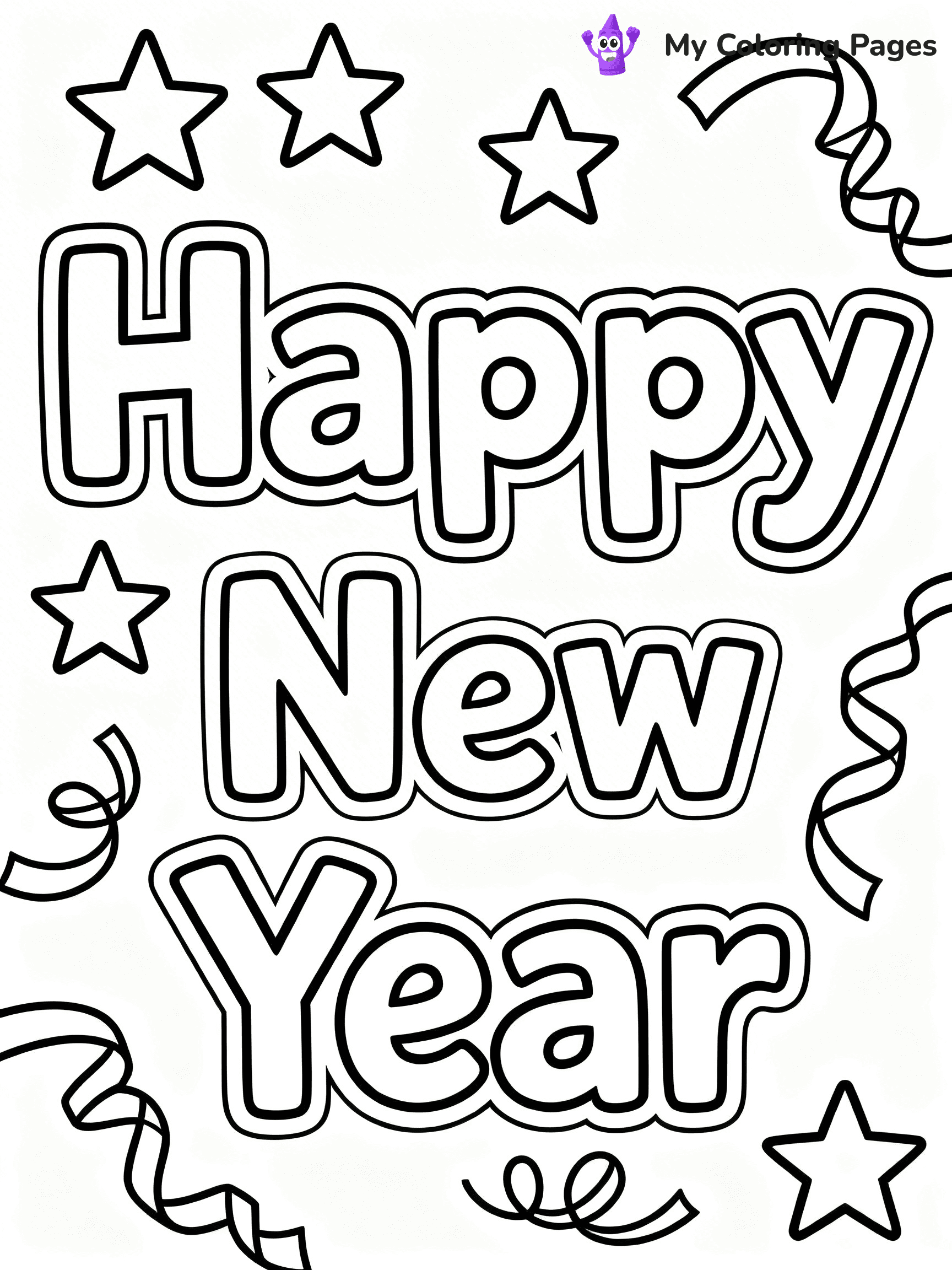 Easy New Years Coloring Pages - 47
