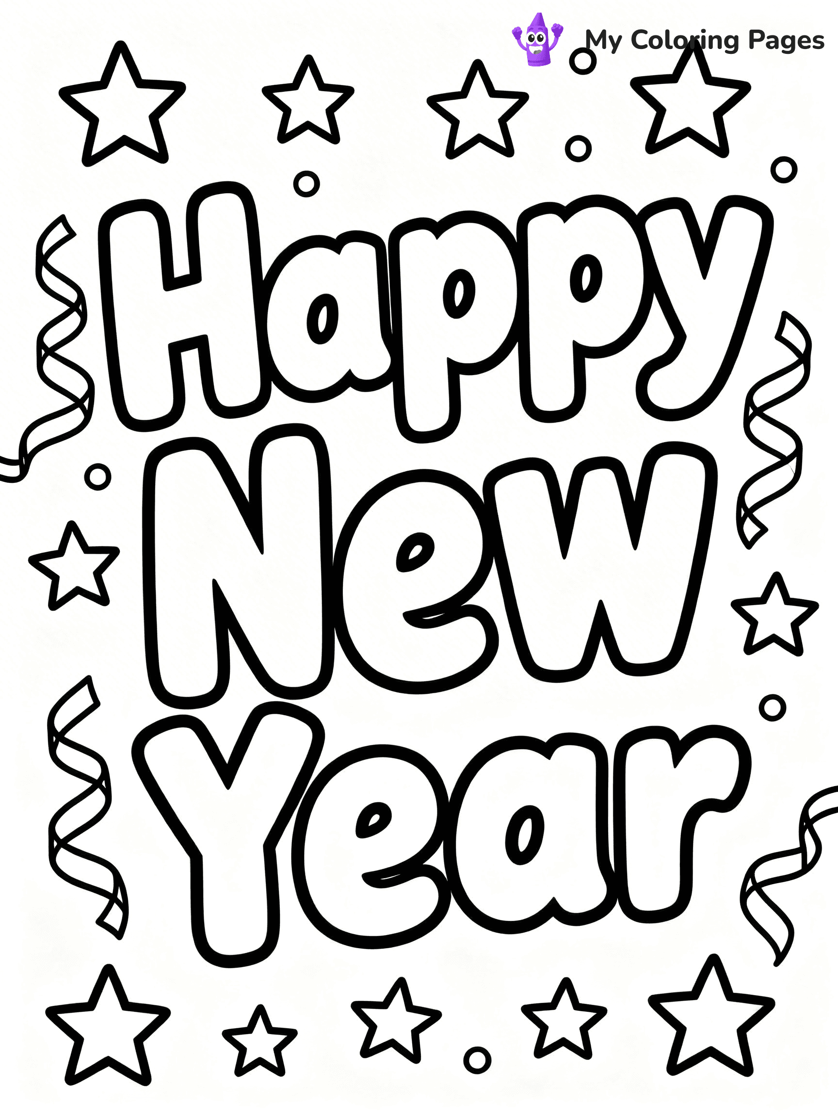Easy New Years Coloring Pages - 44