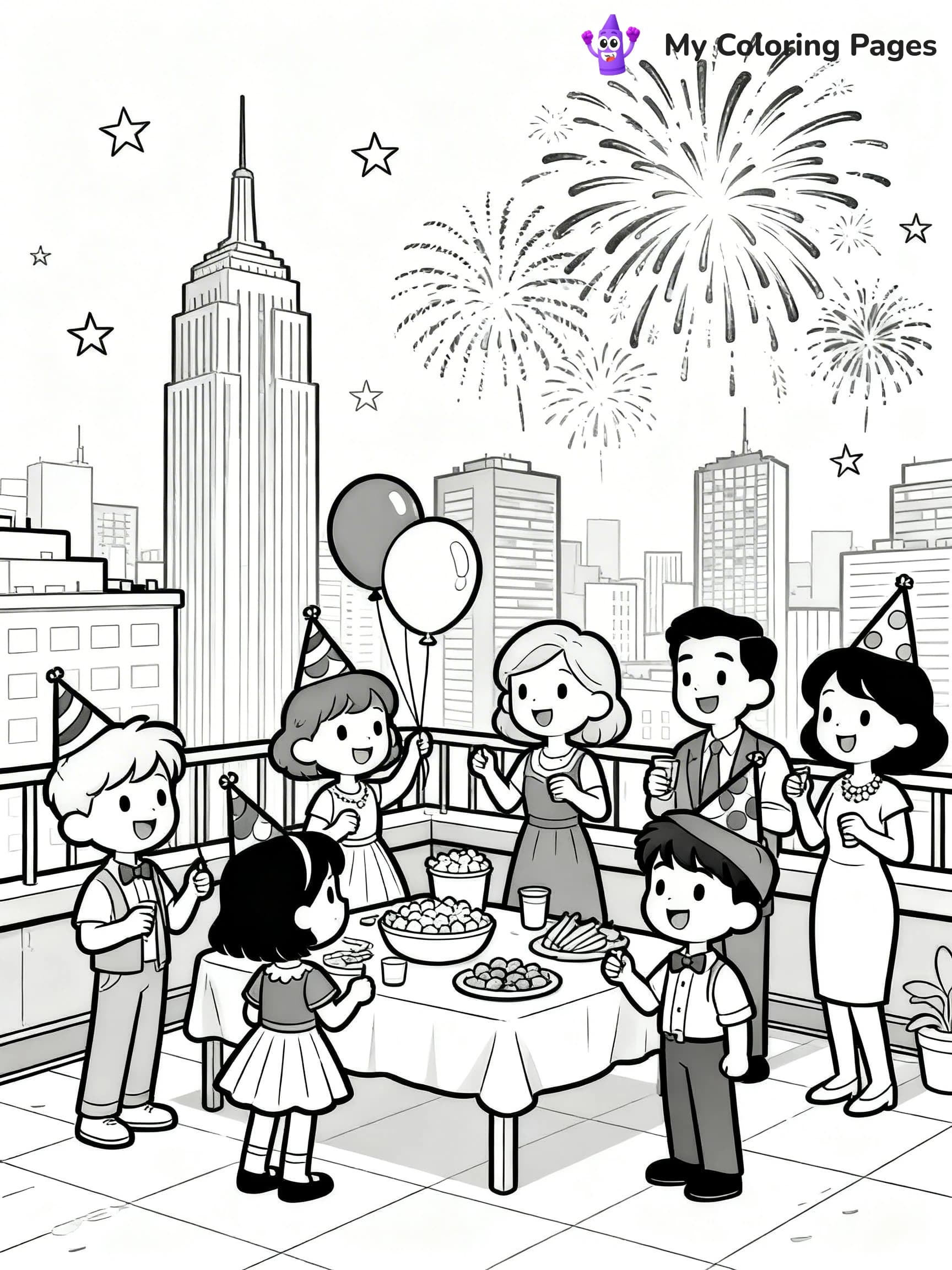 Easy New Years Coloring Pages - 23