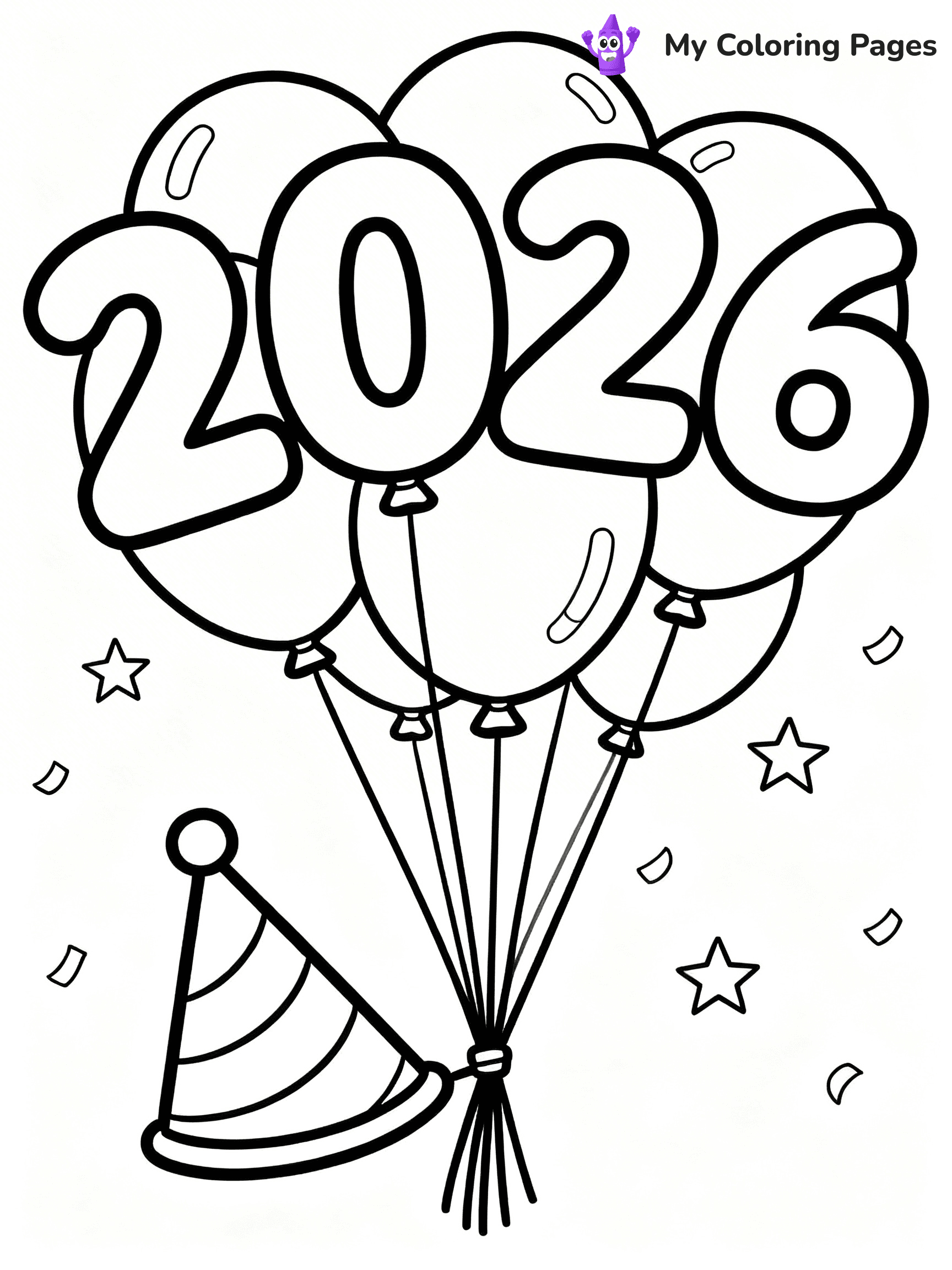 Easy New Years Coloring Pages - 3