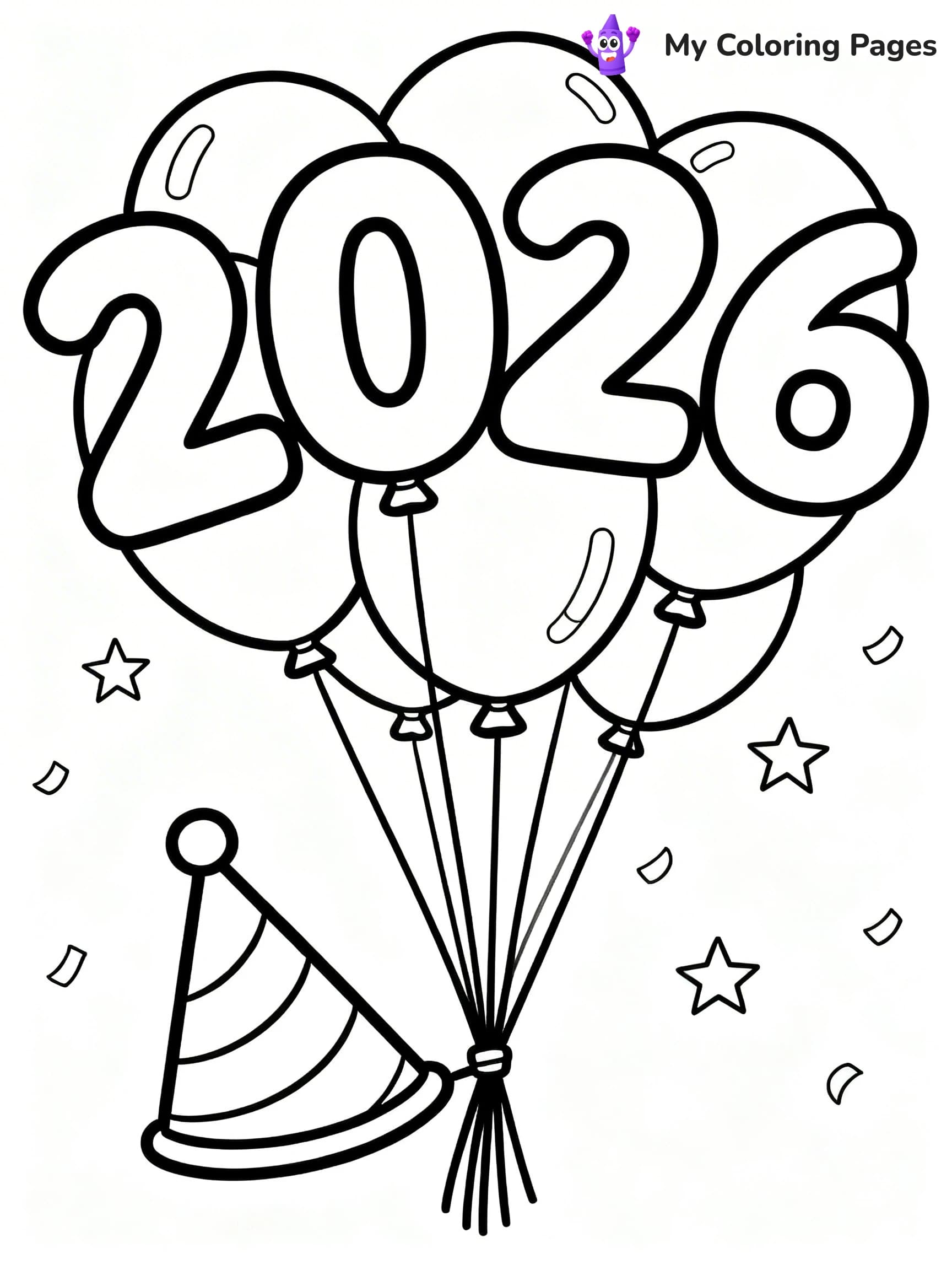 Easy New Years Coloring Pages - 3