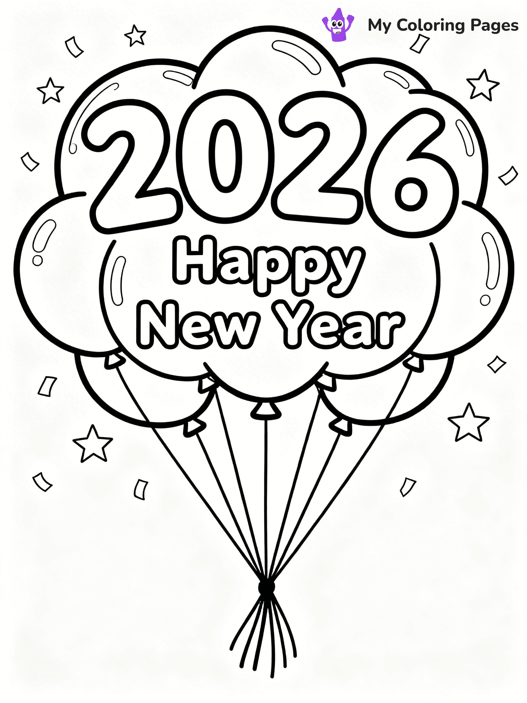 Easy New Years Coloring Pages - 1