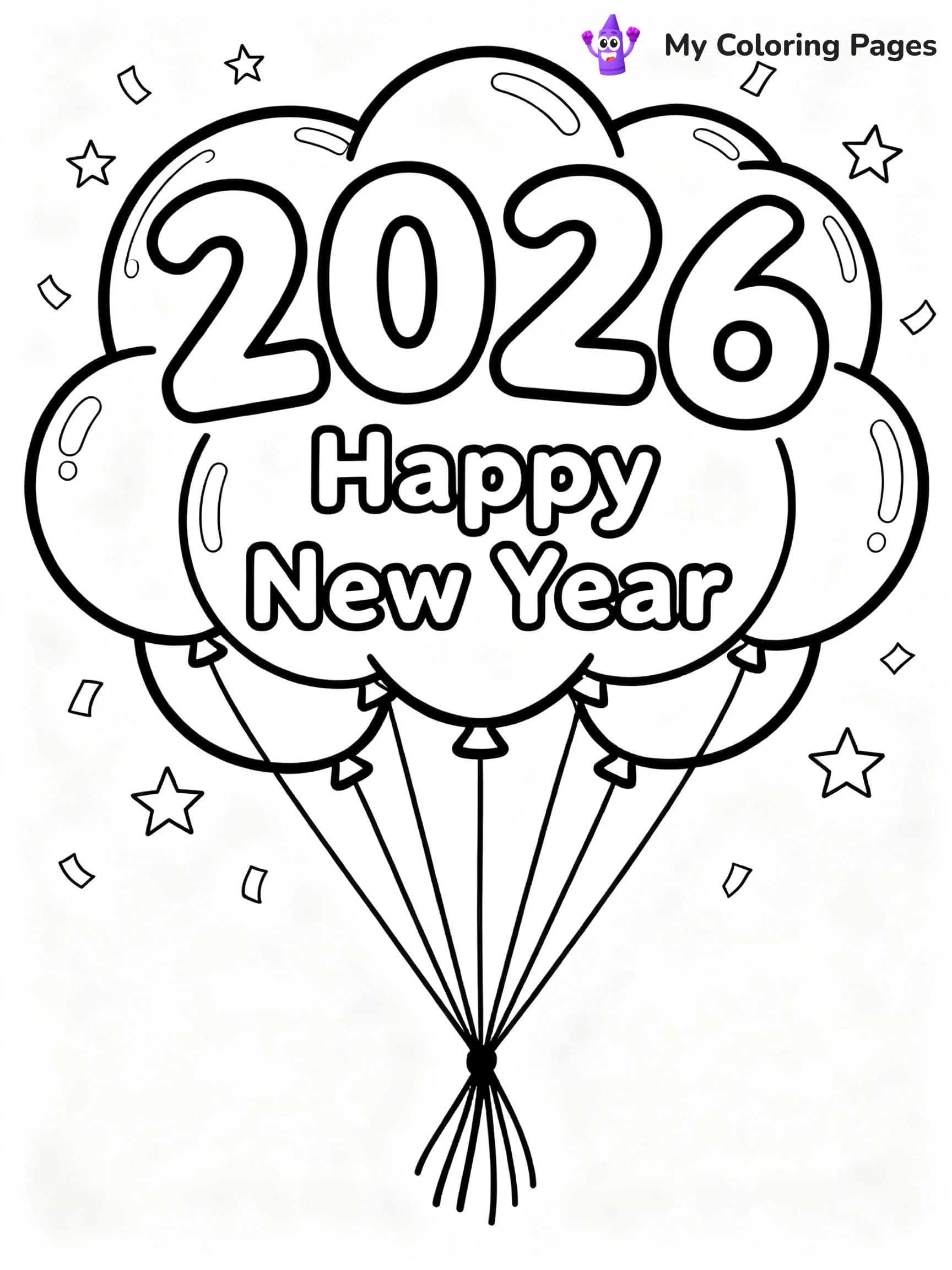Easy New Years Coloring Pages - 1