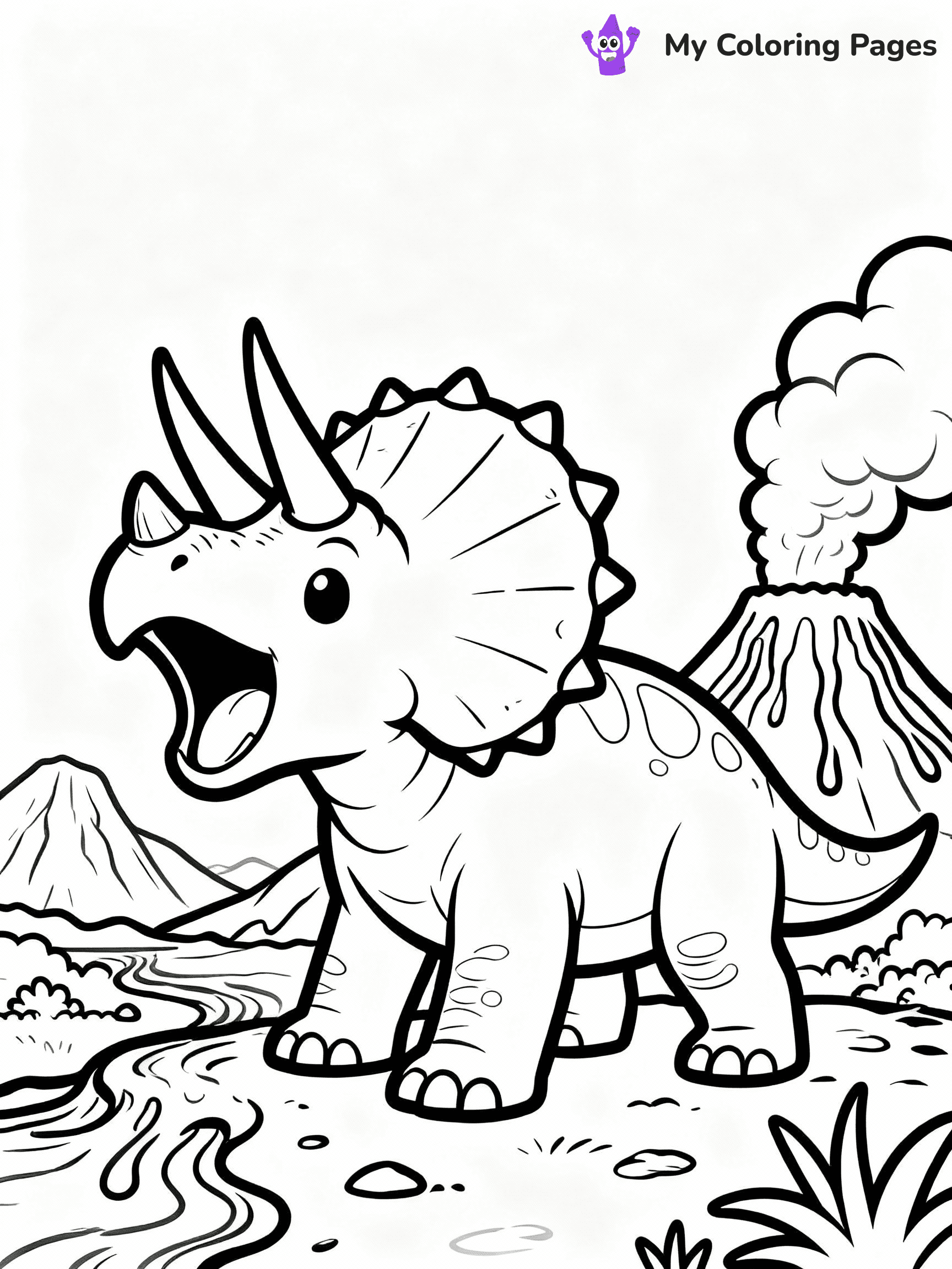 Triceratops Coloring Pages - 1