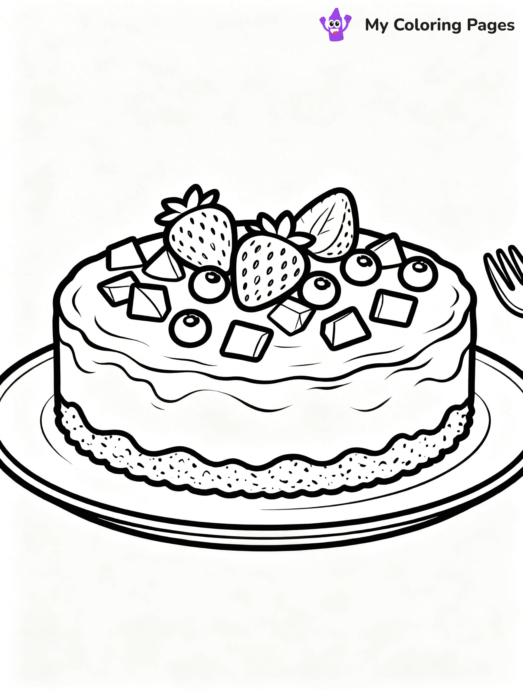 Cake Coloring Pages For Adults - 1