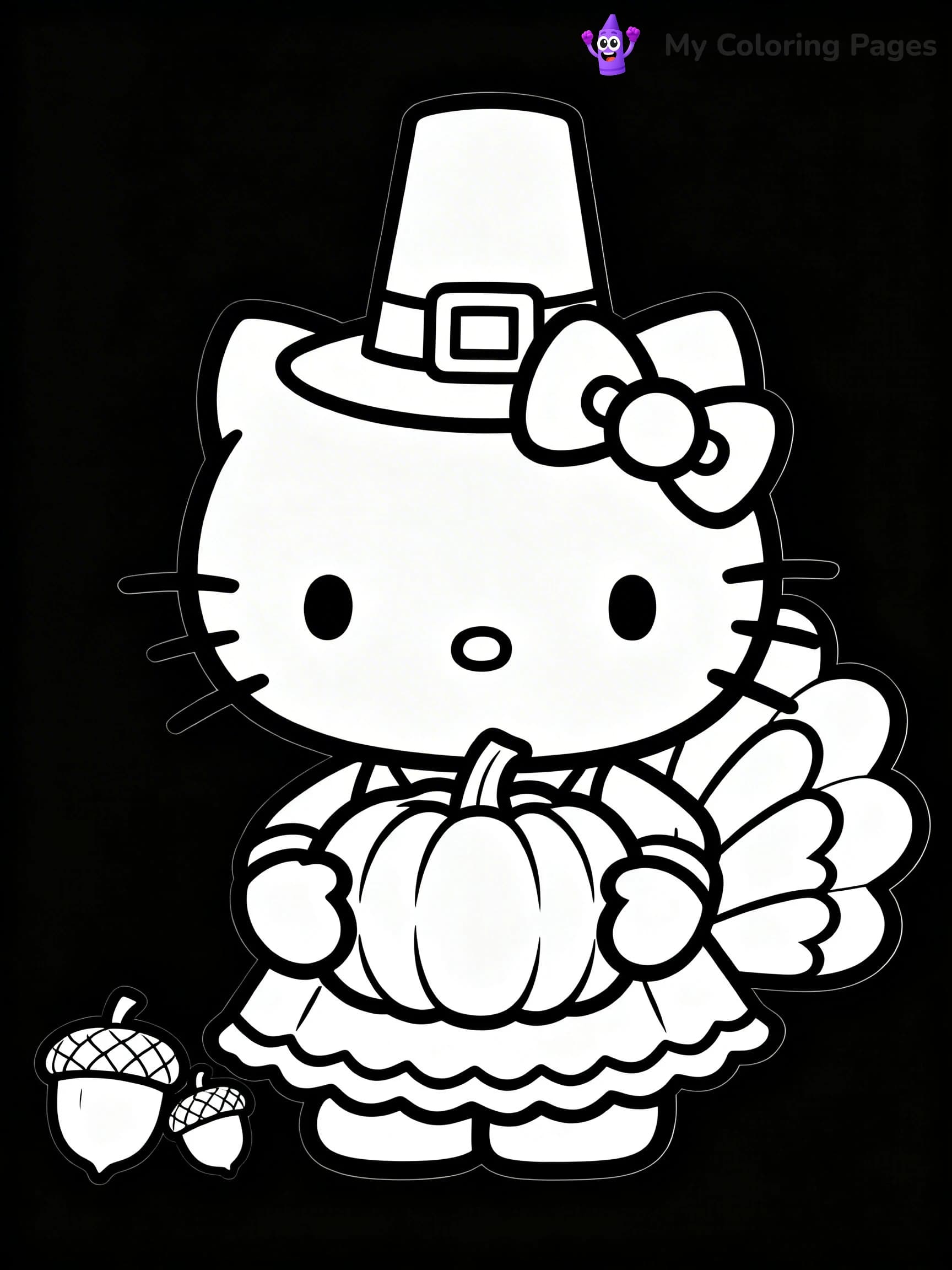 Thanksgiving Hello Kitty Coloring Pages - 13