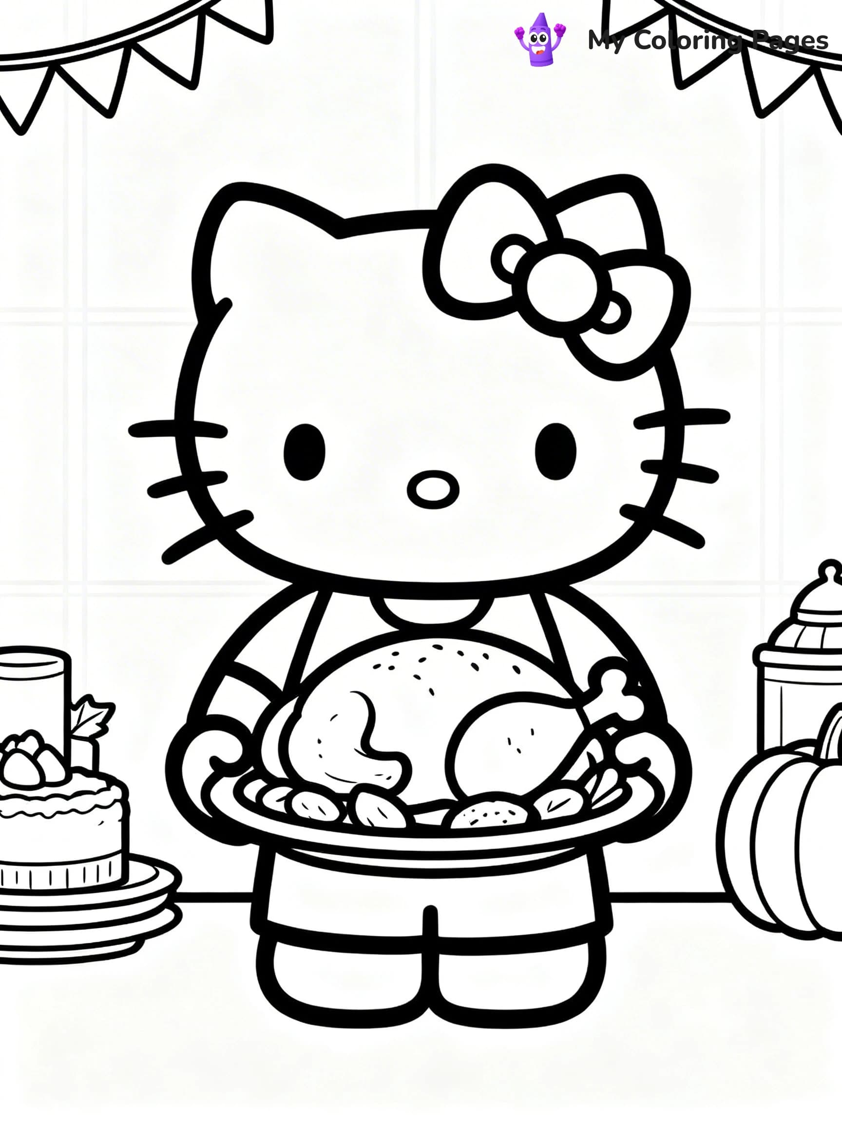 Thanksgiving Hello Kitty Coloring Pages - 5