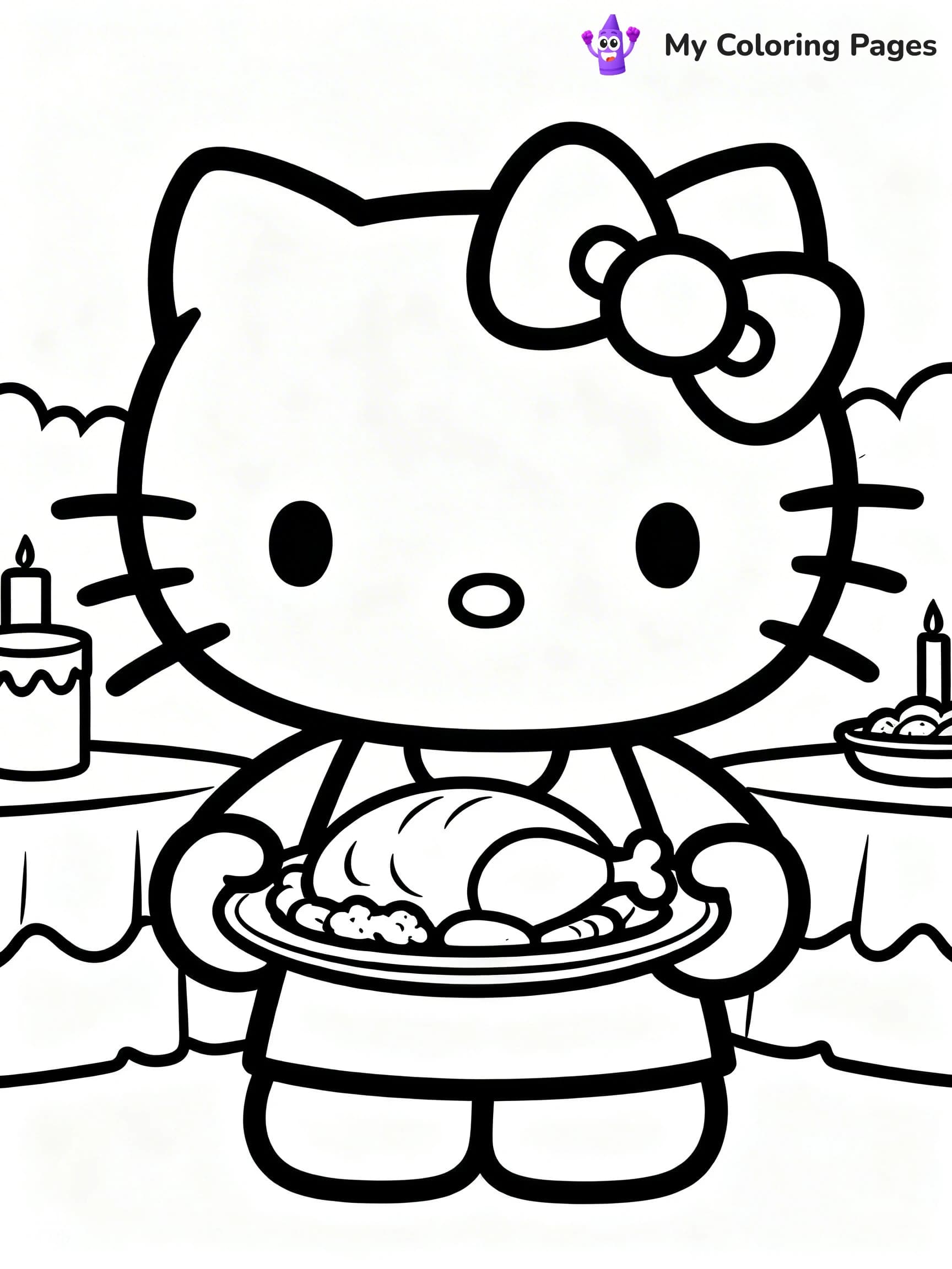 Thanksgiving Hello Kitty Coloring Pages - 4