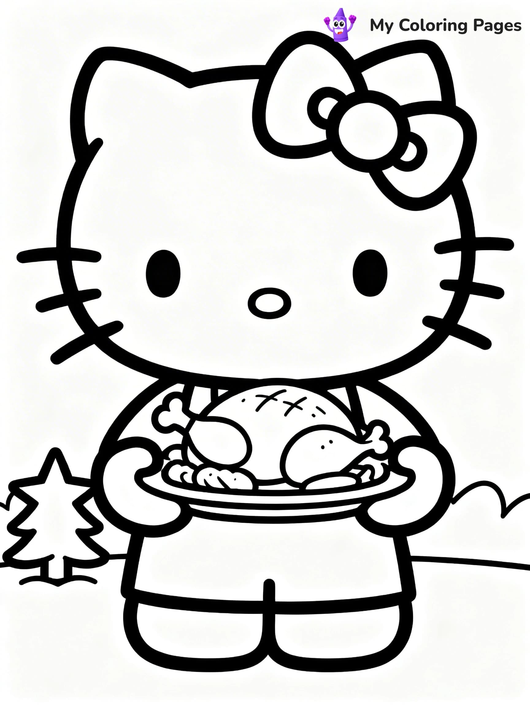 Thanksgiving Hello Kitty Coloring Pages - 1