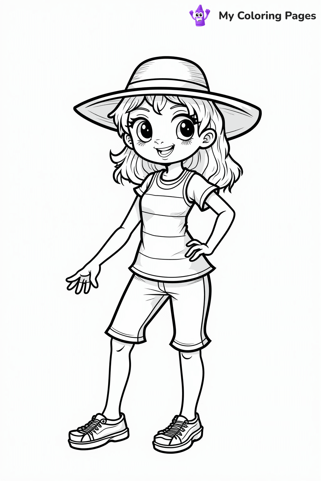 Generate a high-quality black-and-white coloring page line drawing for children ages 3-10.
REQUIREMENTS:
- Pure black lines (#000000) on white background (#FFFFFF)
- No grayscale, shading, gradients, or fills
- Smooth, bold, continuous lines (2-4px thickness)
- Fully closed shapes with no gaps
- Complete character with 2 arms, 2 hands, 2 legs, 2 feet
- Hands with 3-5 fingers, proper feet
- Child-appropriate, friendly appearance
- Clean, simple background elements
- No text, watermarks, or decorative overlays
STYLE: Clean cartoon line art suitable for coloring.
SPECIFIC REQUEST: Tropical beach
STYLE: simple and clean line art