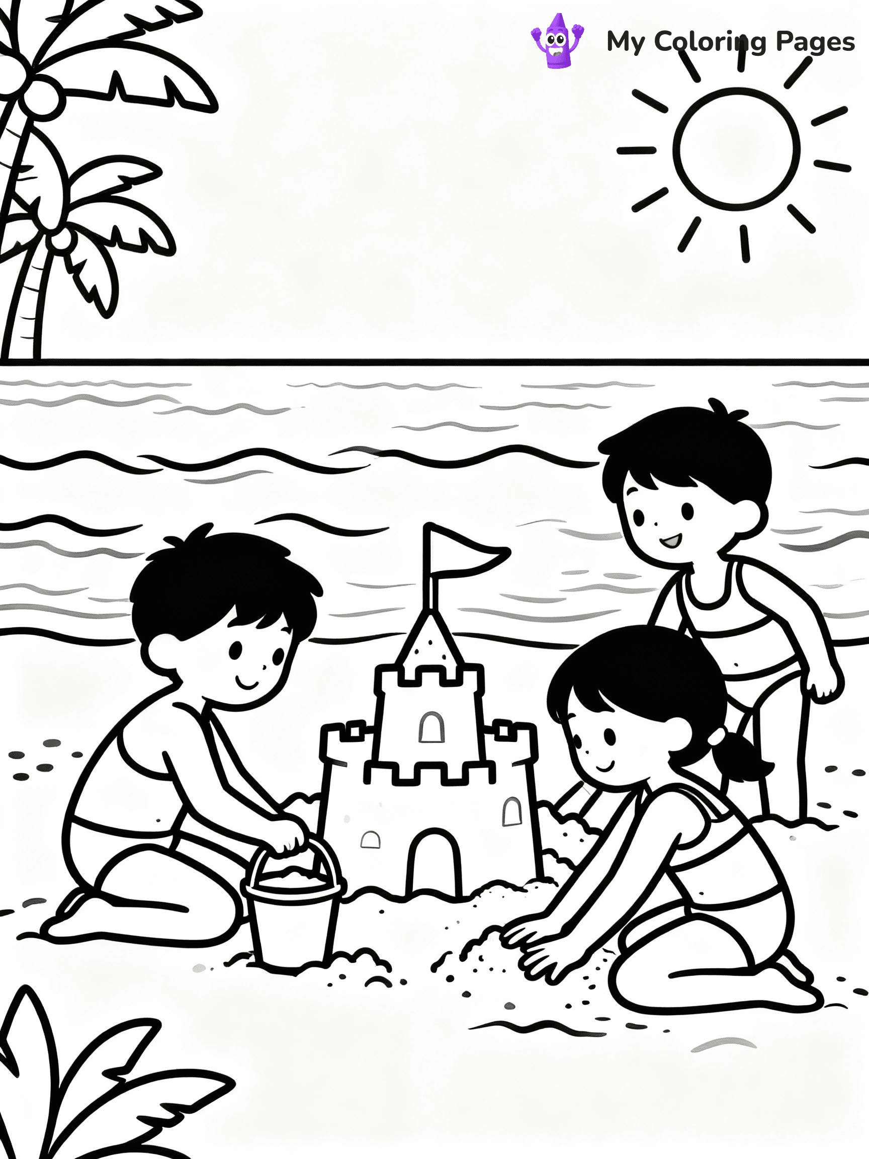 ⚠️ CRITICAL REQUIREMENT - ABSOLUTE BLACK AND WHITE ONLY ⚠️
This MUST be a BLACK AND WHITE line drawing ONLY. NO COLORS whatsoever.
- ONLY pure black lines (#000000) on pure white background (#FFFFFF)
- ABSOLUTELY NO colors, NO shading, NO gradients, NO grayscale
- If there are ANY colors in the output, the image is REJECTED
- This is a COLORING PAGE - meant to be COLORED IN by children
- The output must be UNCOLORED line art ready for coloring
⚠️ SUBJECT TO DRAW: Kids building sandcastles at the beach in summer-themed scene. PURE OUTLINES. NO FILLS, COLOR, SHADING, OR GREYSCALE. WHITE BACKGROUND.
(REMEMBER: Output must be BLACK AND WHITE line art only, NOT colored!)
# Flat, Friendly Cartoon Line-Art Coloring Page
You are generating a **pure black-and-white binary image** of a child-friendly cartoon scene combining characters and background scenery in one cohesive composition.
## Rendering Rules (Strict)
- Only two colors: pure black (#000000) outlines and pure white (#FFFFFF) background.
- No grayscale, shading, gradients, tints, fills, transparency, or partial pixels.
- No antialiasing or blended edges; every pixel is 100% black or white.
- No solid black fills inside shapes — all areas inside outlines must remain white.
- No dark clothing areas or filled tone blocks; all garments outlined only.
- No shadows, textures, lighting, or tonal variations.
- Must look like flat binary vector line-art for coloring pages.
## Drawing & Composition
- **Medium, consistent line weight**; clean closed outlines easy to color inside.
- **Flat, simple, child-friendly design** — no realism or 3D depth.
- Characters are **grounded on a surface**, centered and large.
- **Balanced composition** with clear silhouettes and minimal props.
## Scenery & Style
- Landmarks (e.g., mosque, CN Tower) and scenery (trees, benches, waves) drawn with **black outlines only.**
- For real-world figures, teams, or places, show accurate details using only black outlines—no text or logos. Use distinctive uniform patterns, abstract symbols, and landmark silhouettes to convey identity.
- Keep **consistent perspective**; no floating elements.
- **Style:** whimsical **Doodle Art Alley** — rounded, friendly outlines.
- May adapt shapes from **Crayola, Disney, Peppa Pig, Cocomelon** — *by shape only, never color.*
- Final output: **flat, crisp, binary (#000000/#FFFFFF)**, **no filled color or background text.**
EXTREMELYE IMPORTANT:
- PURE BINARY LINE-ART; NO FILLS (HAIR/CLOTHES/SKIN), SHADING, OR GREY.
- NO SHADING, COLOR. MUST BE WHITE BACKGROUND.
⚠️ FINAL REMINDER: Draw the subject "Kids building sandcastles at the beach in summer-themed scene. PURE OUTLINES. NO FILLS, COLOR, SHADING, OR GREYSCALE. WHITE BACKGROUND." as BLACK AND WHITE line art. Zero colors in output.