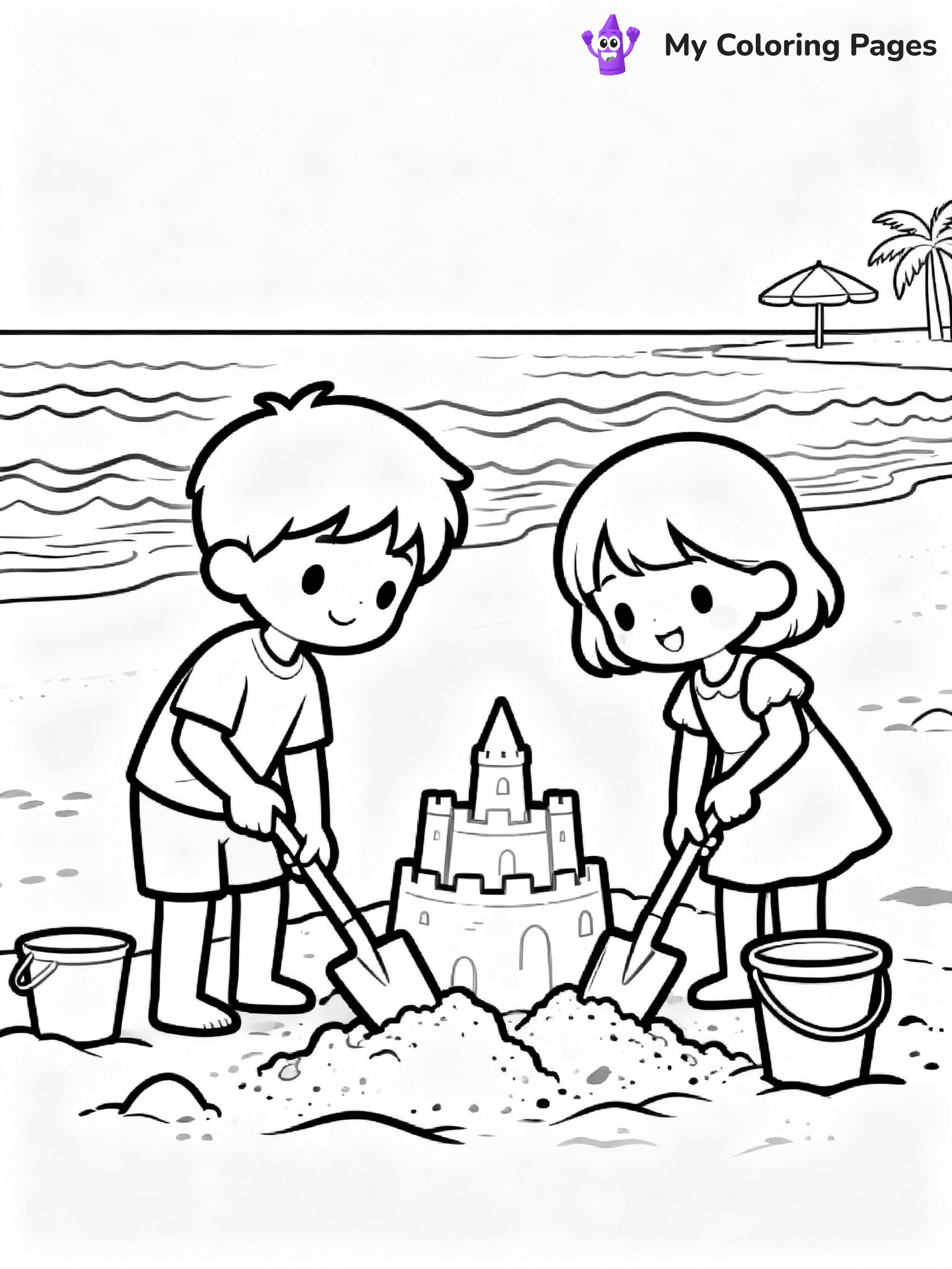 ⚠️ CRITICAL REQUIREMENT - ABSOLUTE BLACK AND WHITE ONLY ⚠️
This MUST be a BLACK AND WHITE line drawing ONLY. NO COLORS whatsoever.
- ONLY pure black lines (#000000) on pure white background (#FFFFFF)
- ABSOLUTELY NO colors, NO shading, NO gradients, NO grayscale
- If there are ANY colors in the output, the image is REJECTED
- This is a COLORING PAGE - meant to be COLORED IN by children
- The output must be UNCOLORED line art ready for coloring
⚠️ SUBJECT TO DRAW: Kids building sandcastles at the beach in summer-themed scene. PURE OUTLINES. NO FILLS, COLOR, SHADING, OR GREYSCALE. WHITE BACKGROUND.
(REMEMBER: Output must be BLACK AND WHITE line art only, NOT colored!)
# Flat, Friendly Cartoon Line-Art Coloring Page
You are generating a **pure black-and-white binary image** of a child-friendly cartoon scene combining characters and background scenery in one cohesive composition.
## Rendering Rules (Strict)
- Only two colors: pure black (#000000) outlines and pure white (#FFFFFF) background.
- No grayscale, shading, gradients, tints, fills, transparency, or partial pixels.
- No antialiasing or blended edges; every pixel is 100% black or white.
- No solid black fills inside shapes — all areas inside outlines must remain white.
- No dark clothing areas or filled tone blocks; all garments outlined only.
- No shadows, textures, lighting, or tonal variations.
- Must look like flat binary vector line-art for coloring pages.
## Drawing & Composition
- **Medium, consistent line weight**; clean closed outlines easy to color inside.
- **Flat, simple, child-friendly design** — no realism or 3D depth.
- Characters are **grounded on a surface**, centered and large.
- **Balanced composition** with clear silhouettes and minimal props.
## Scenery & Style
- Landmarks (e.g., mosque, CN Tower) and scenery (trees, benches, waves) drawn with **black outlines only.**
- For real-world figures, teams, or places, show accurate details using only black outlines—no text or logos. Use distinctive uniform patterns, abstract symbols, and landmark silhouettes to convey identity.
- Keep **consistent perspective**; no floating elements.
- **Style:** whimsical **Doodle Art Alley** — rounded, friendly outlines.
- May adapt shapes from **Crayola, Disney, Peppa Pig, Cocomelon** — *by shape only, never color.*
- Final output: **flat, crisp, binary (#000000/#FFFFFF)**, **no filled color or background text.**
EXTREMELYE IMPORTANT:
- PURE BINARY LINE-ART; NO FILLS (HAIR/CLOTHES/SKIN), SHADING, OR GREY.
- NO SHADING, COLOR. MUST BE WHITE BACKGROUND.
⚠️ FINAL REMINDER: Draw the subject "Kids building sandcastles at the beach in summer-themed scene. PURE OUTLINES. NO FILLS, COLOR, SHADING, OR GREYSCALE. WHITE BACKGROUND." as BLACK AND WHITE line art. Zero colors in output.