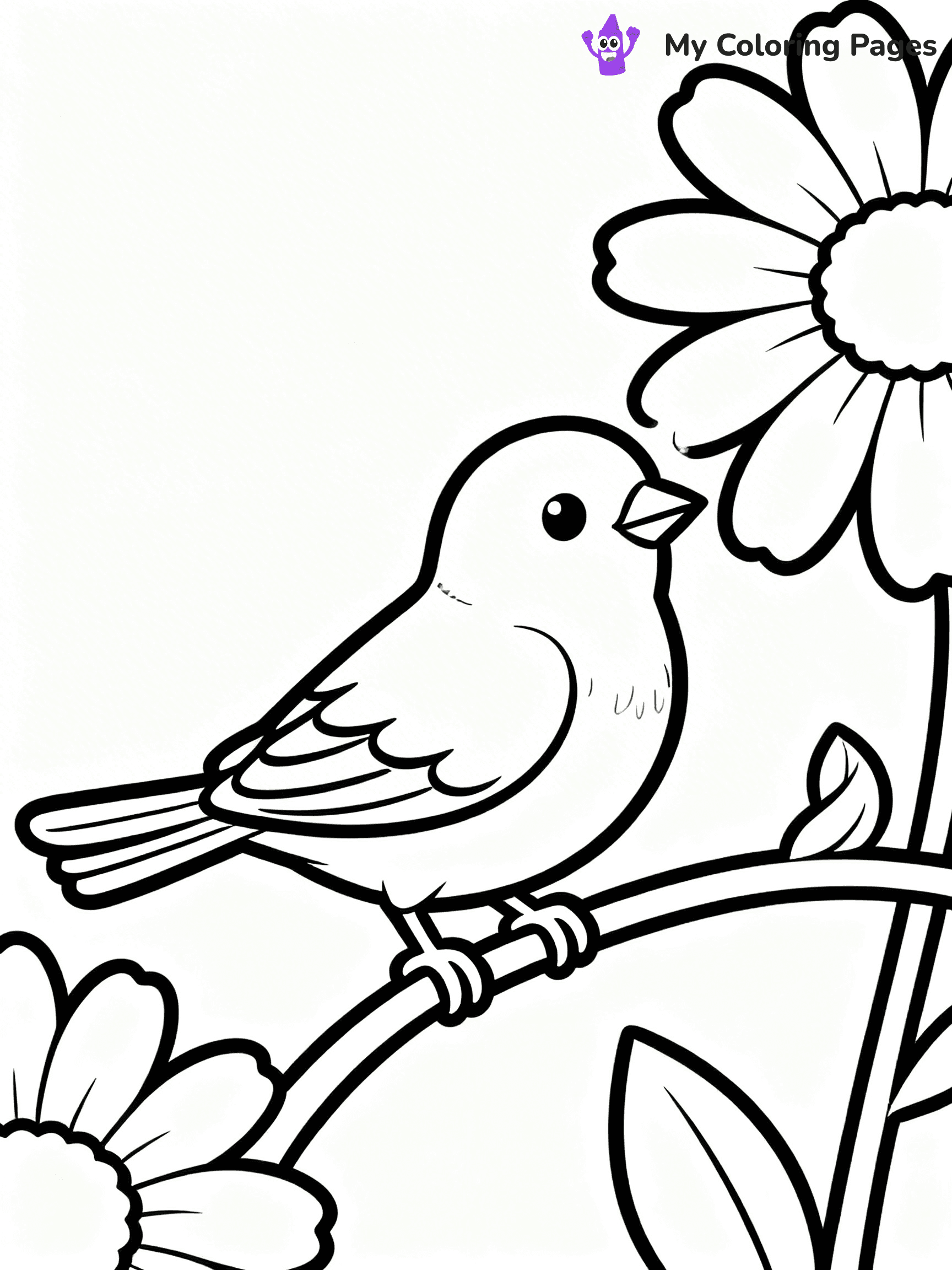 Easy Bird Coloring Pages - 300