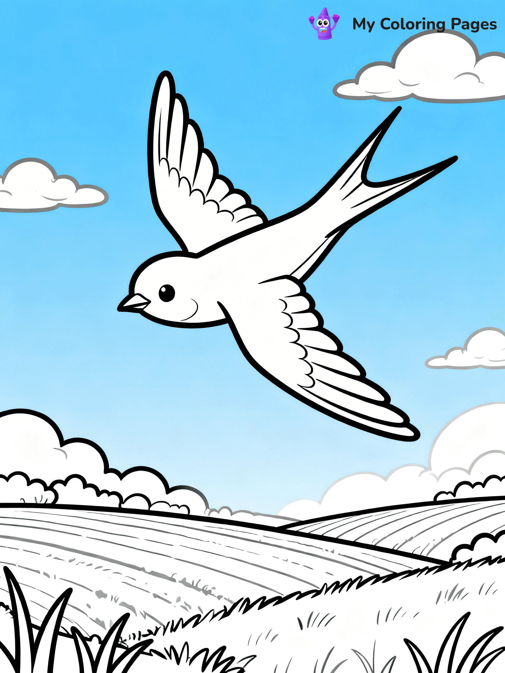 Easy Bird Coloring Pages - 243