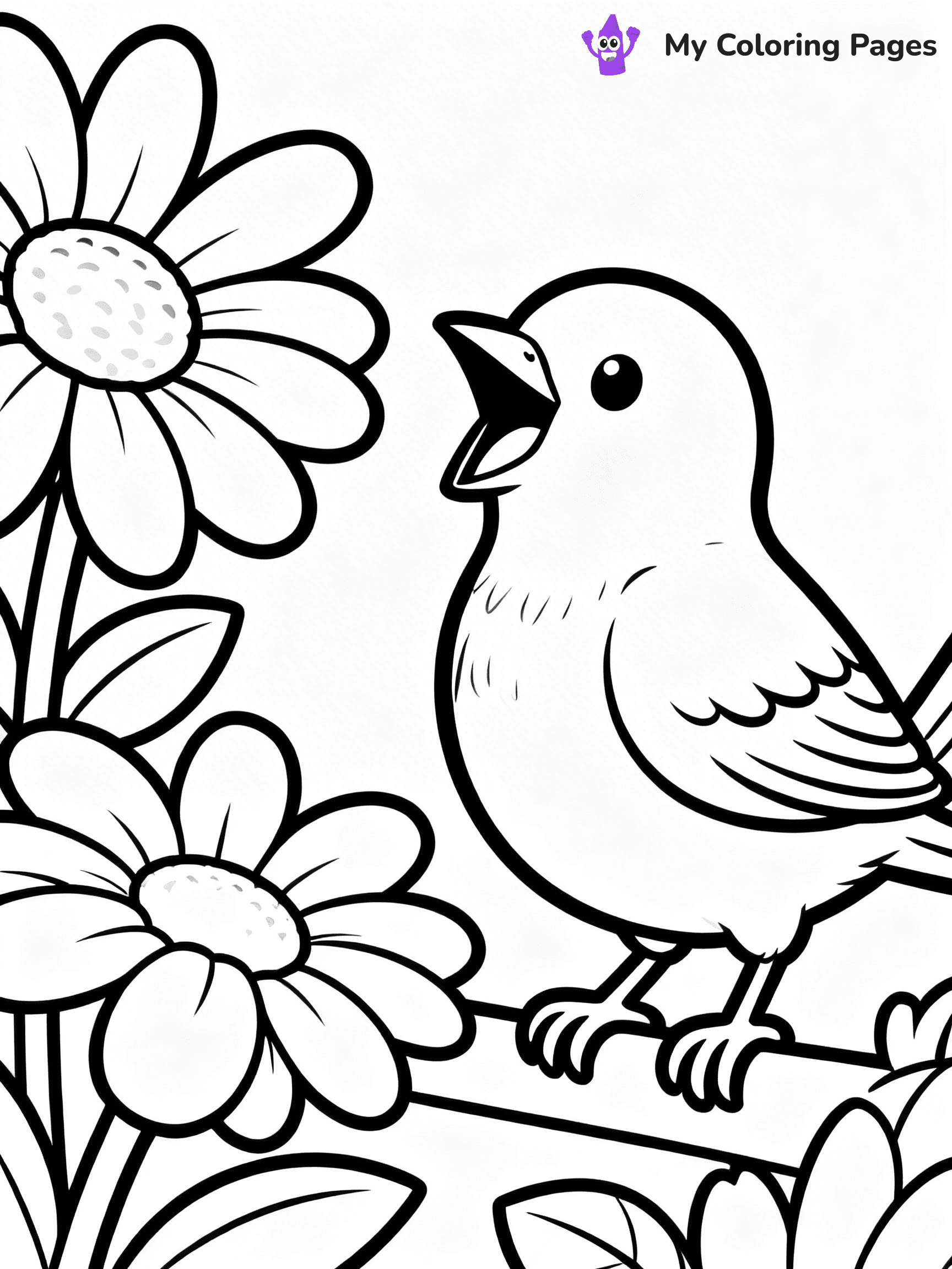 Easy Bird Coloring Pages - 161