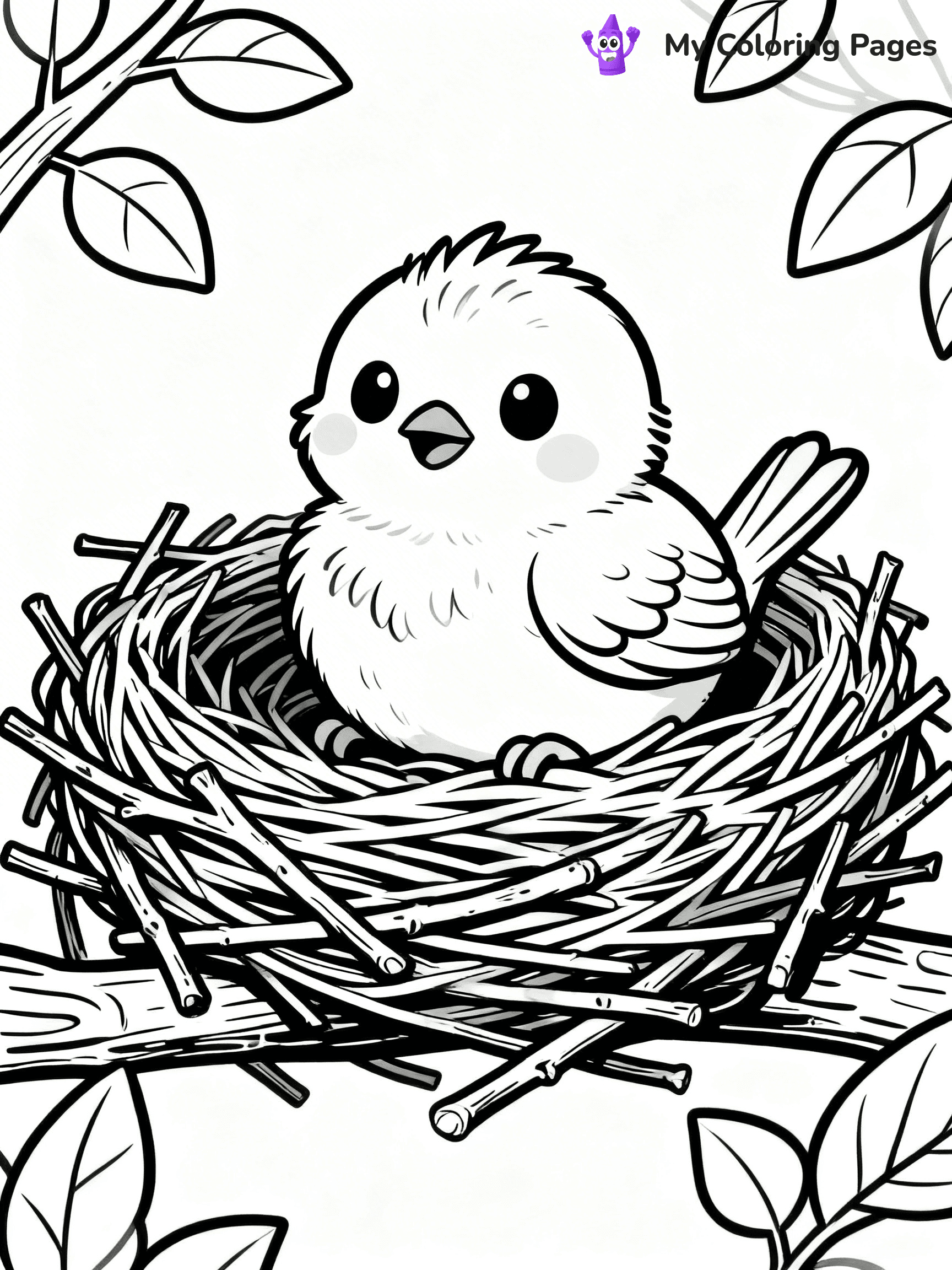 Easy Bird Coloring Pages - 158
