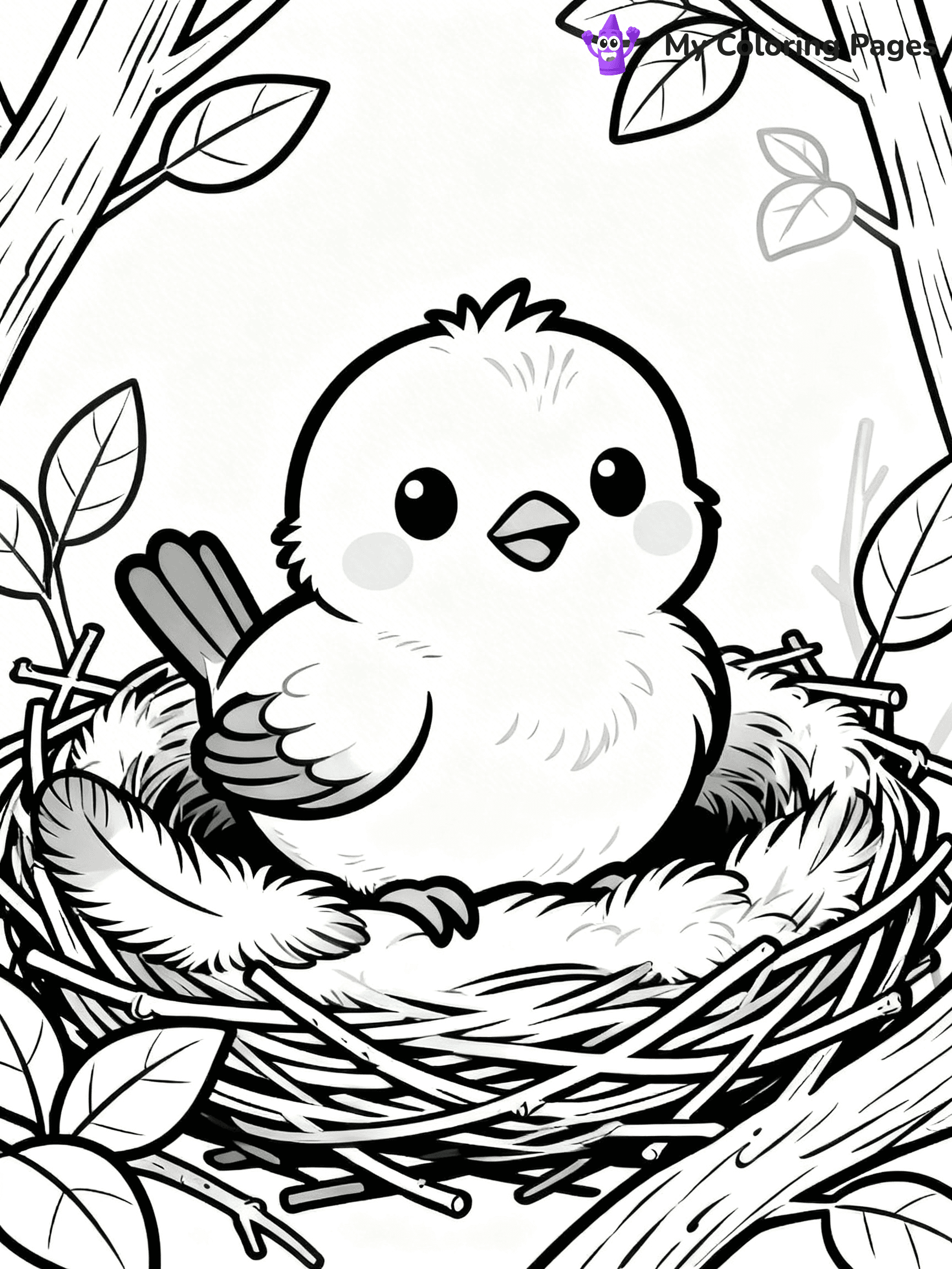 Easy Bird Coloring Pages - 157