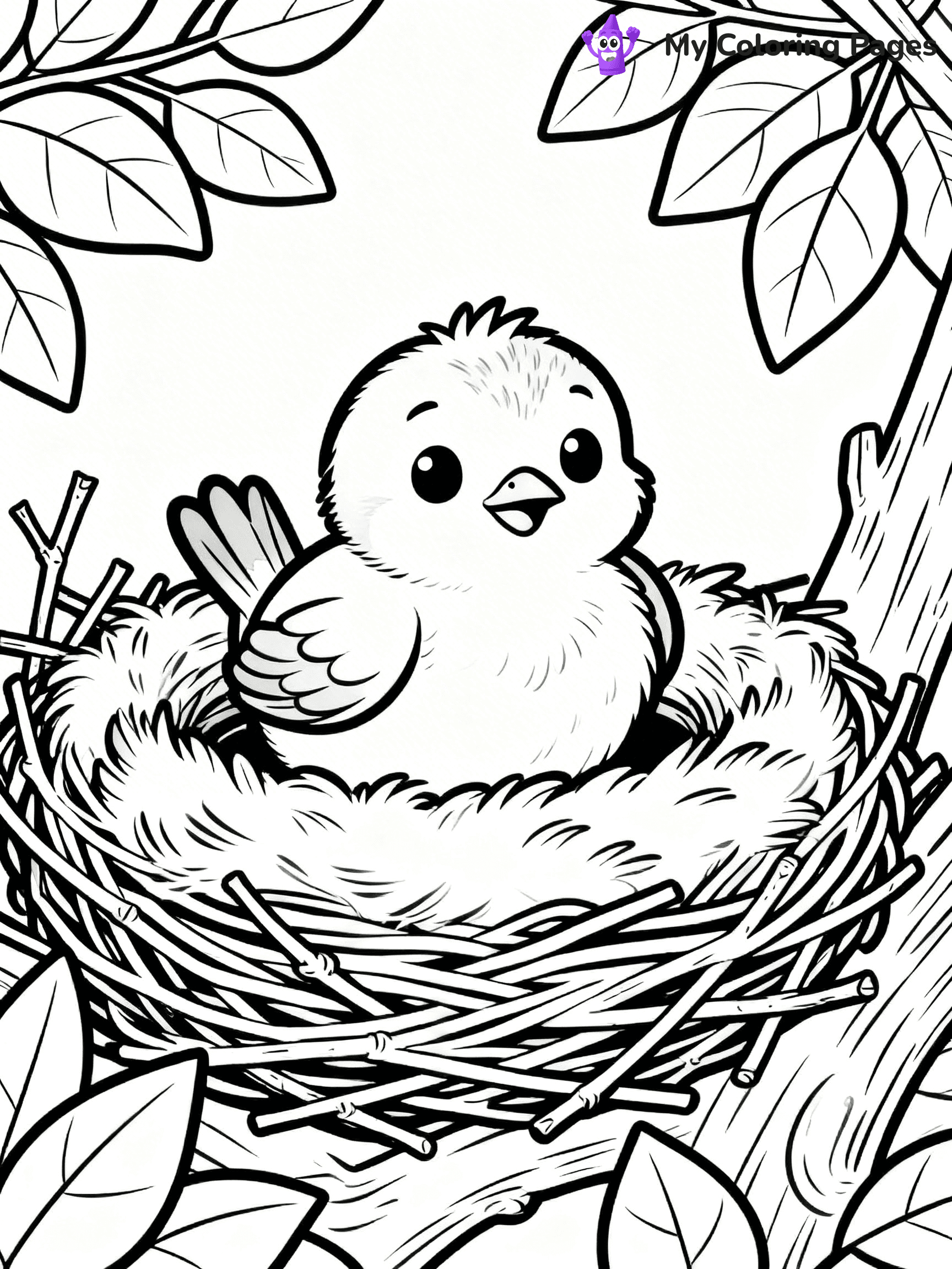 Easy Bird Coloring Pages - 156