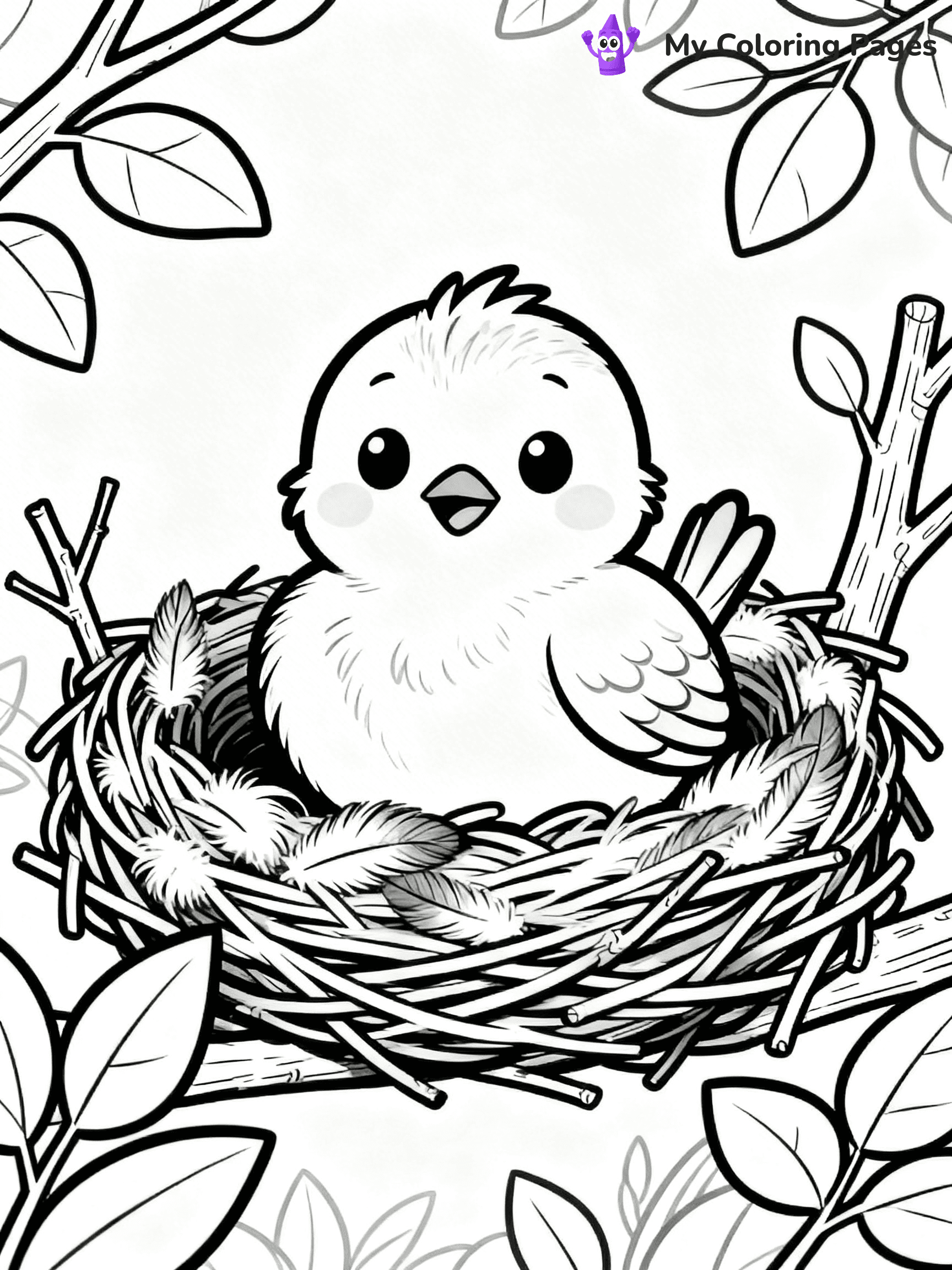 Easy Bird Coloring Pages - 155