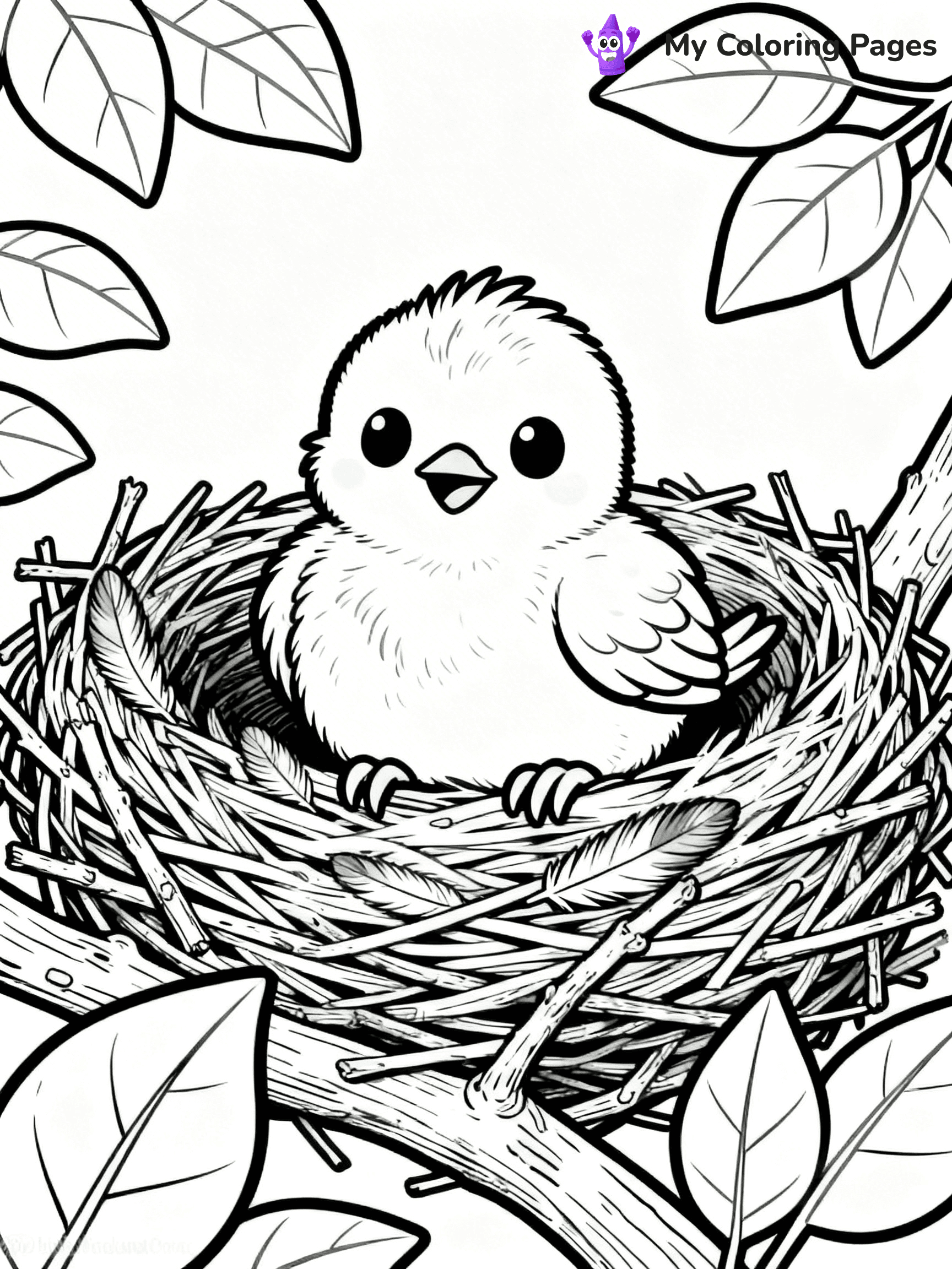 Easy Bird Coloring Pages - 153