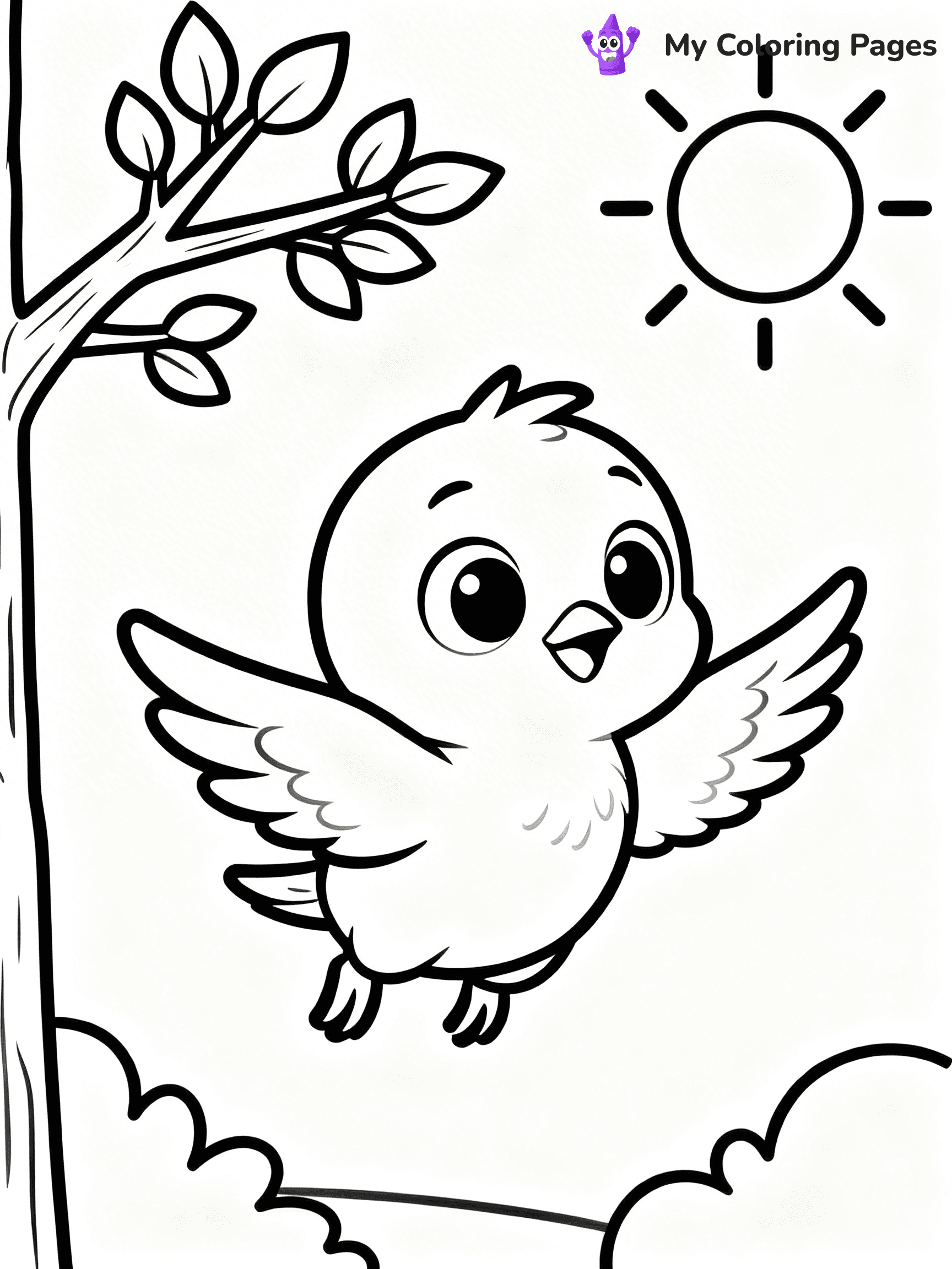 Easy Bird Coloring Pages - 57