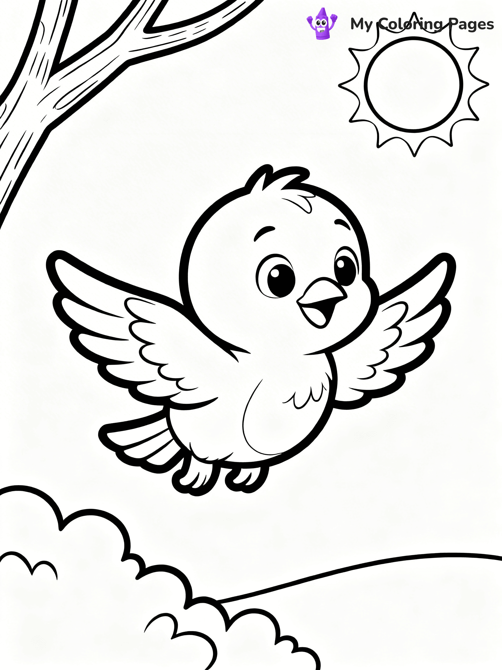Easy Bird Coloring Pages - 53