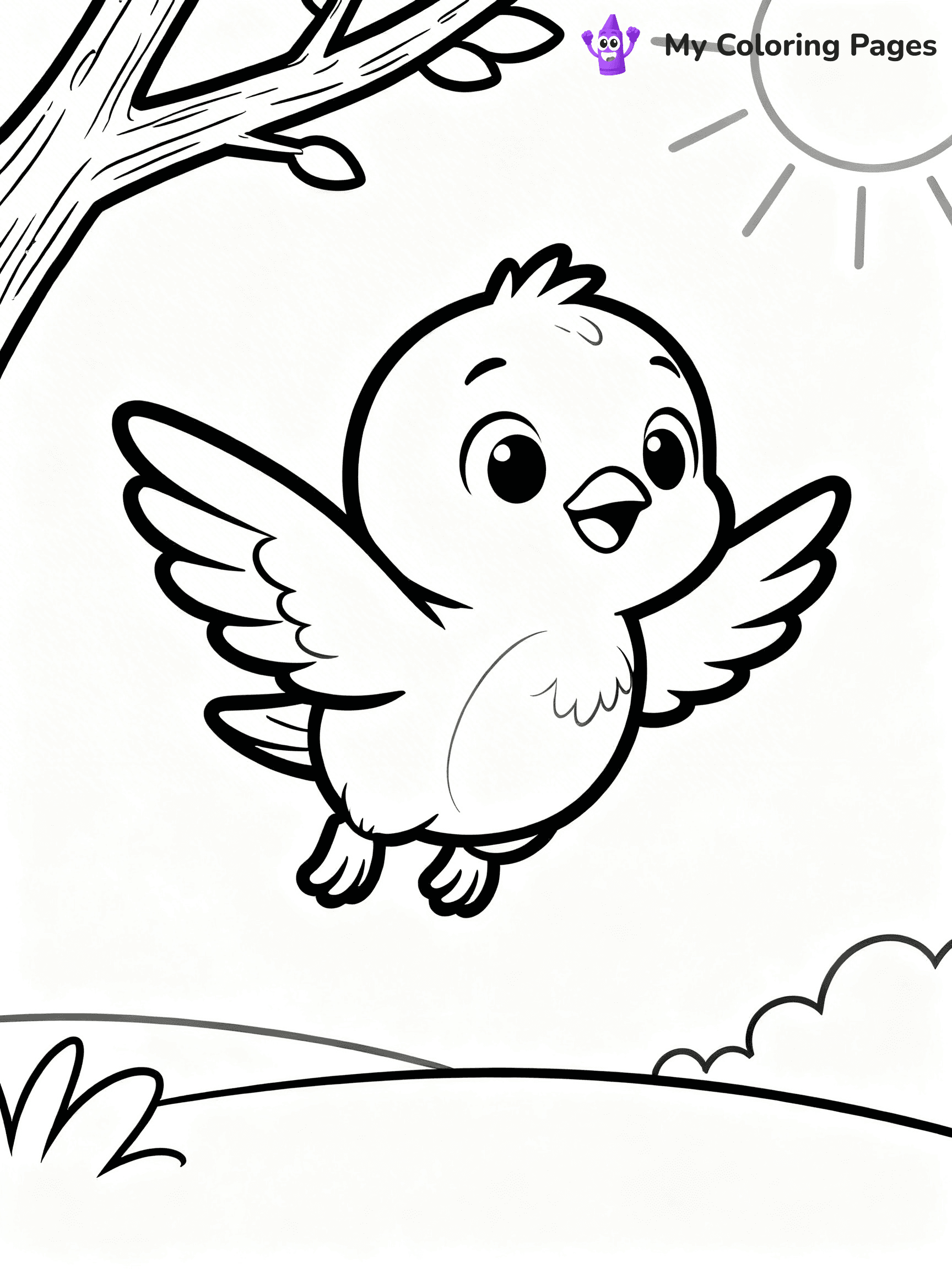 Easy Bird Coloring Pages - 52