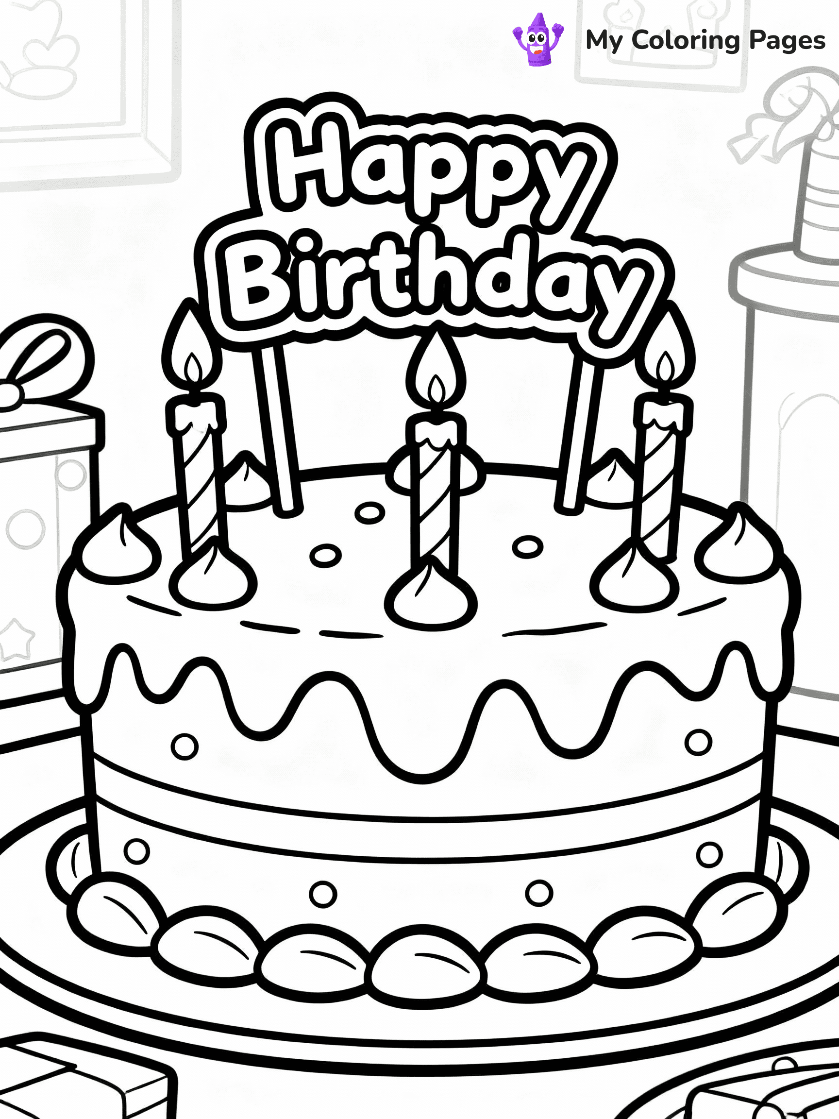 Birthday Cake Coloring Pages - 19