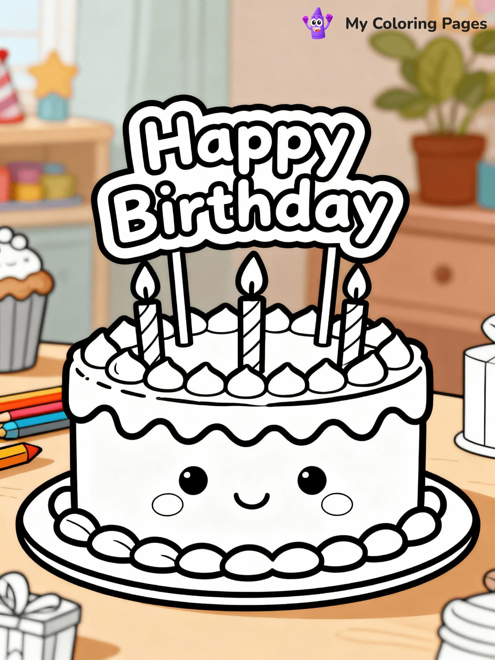 Birthday Cake Coloring Pages - 17