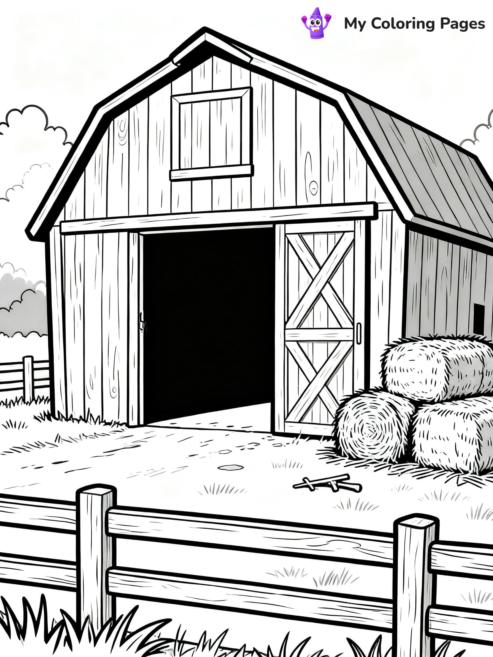 Simple Barn Coloring Pages - 18