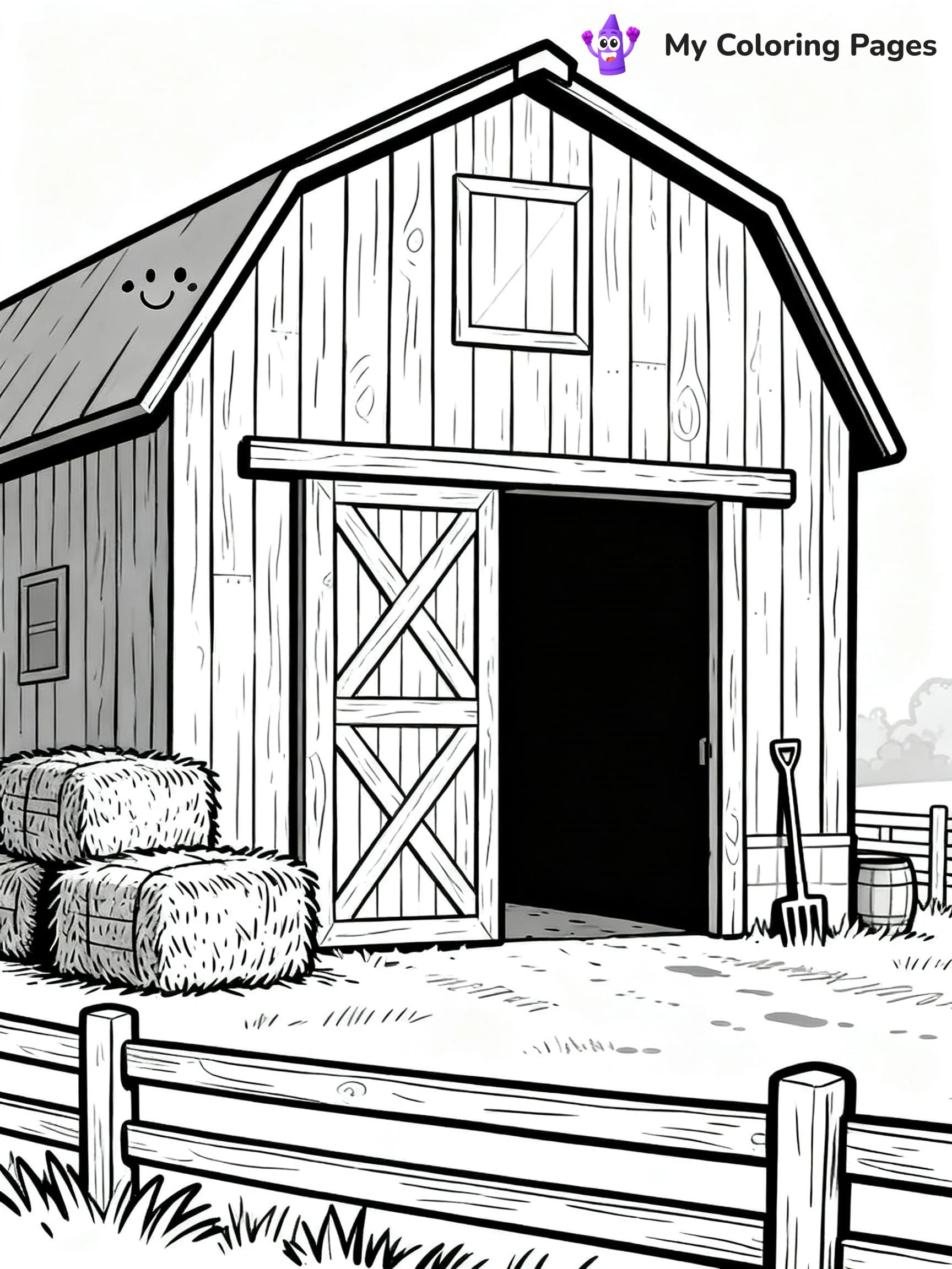 Simple Barn Coloring Pages - 17