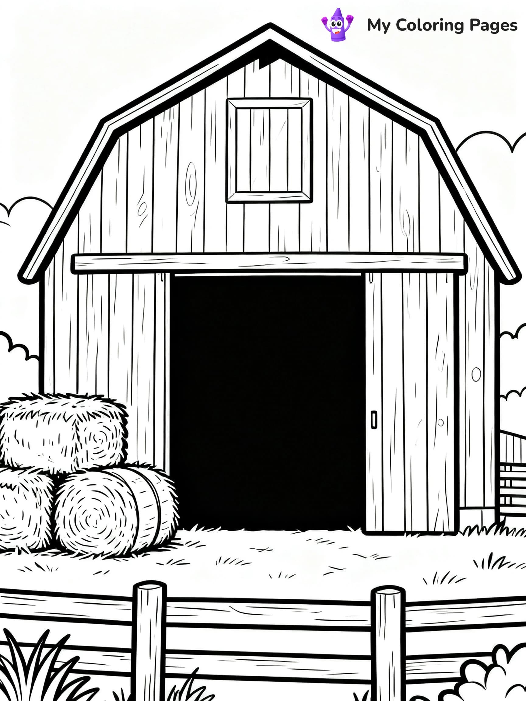Simple Barn Coloring Pages - 14