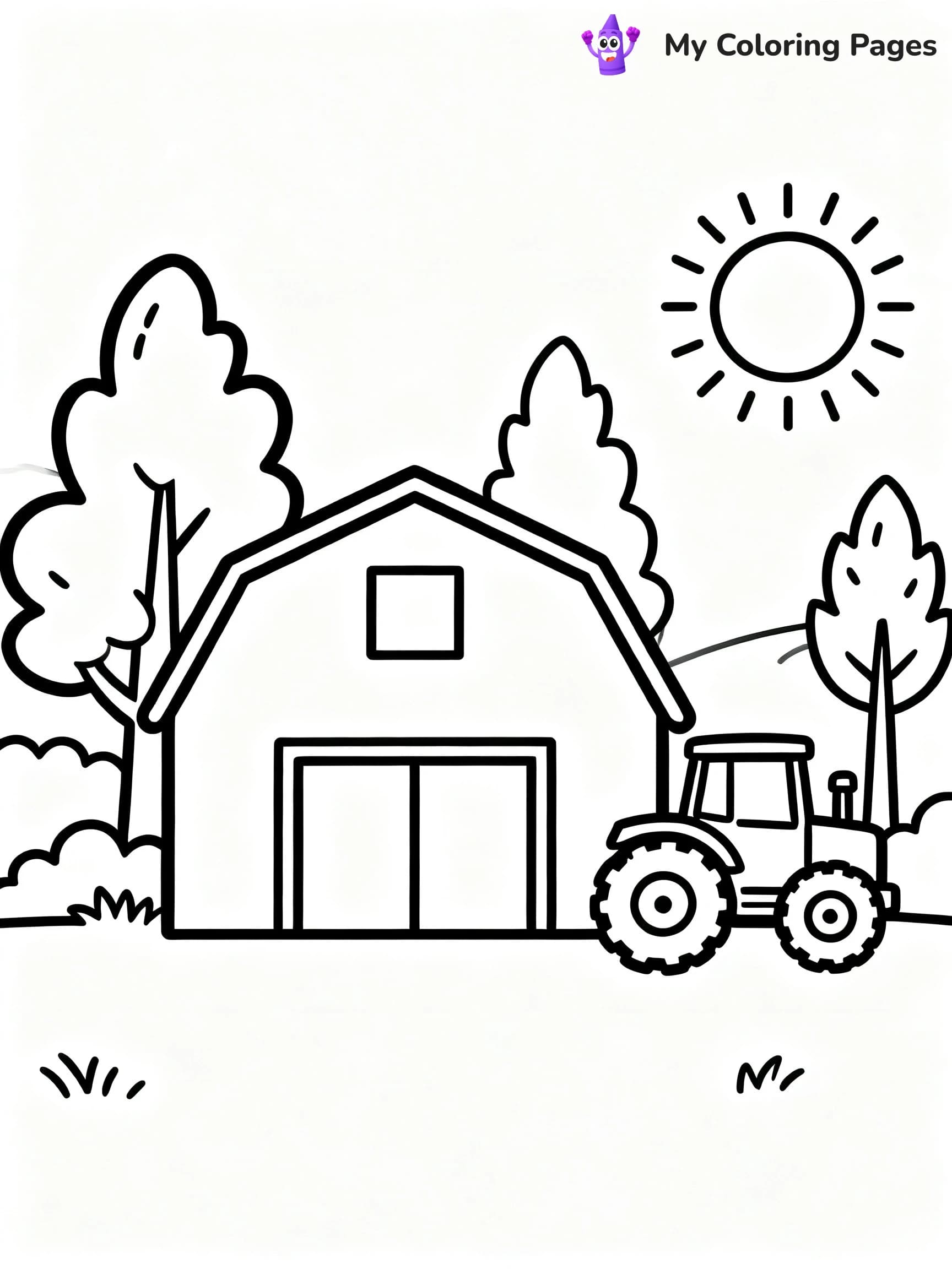 Simple Barn Coloring Pages - 11