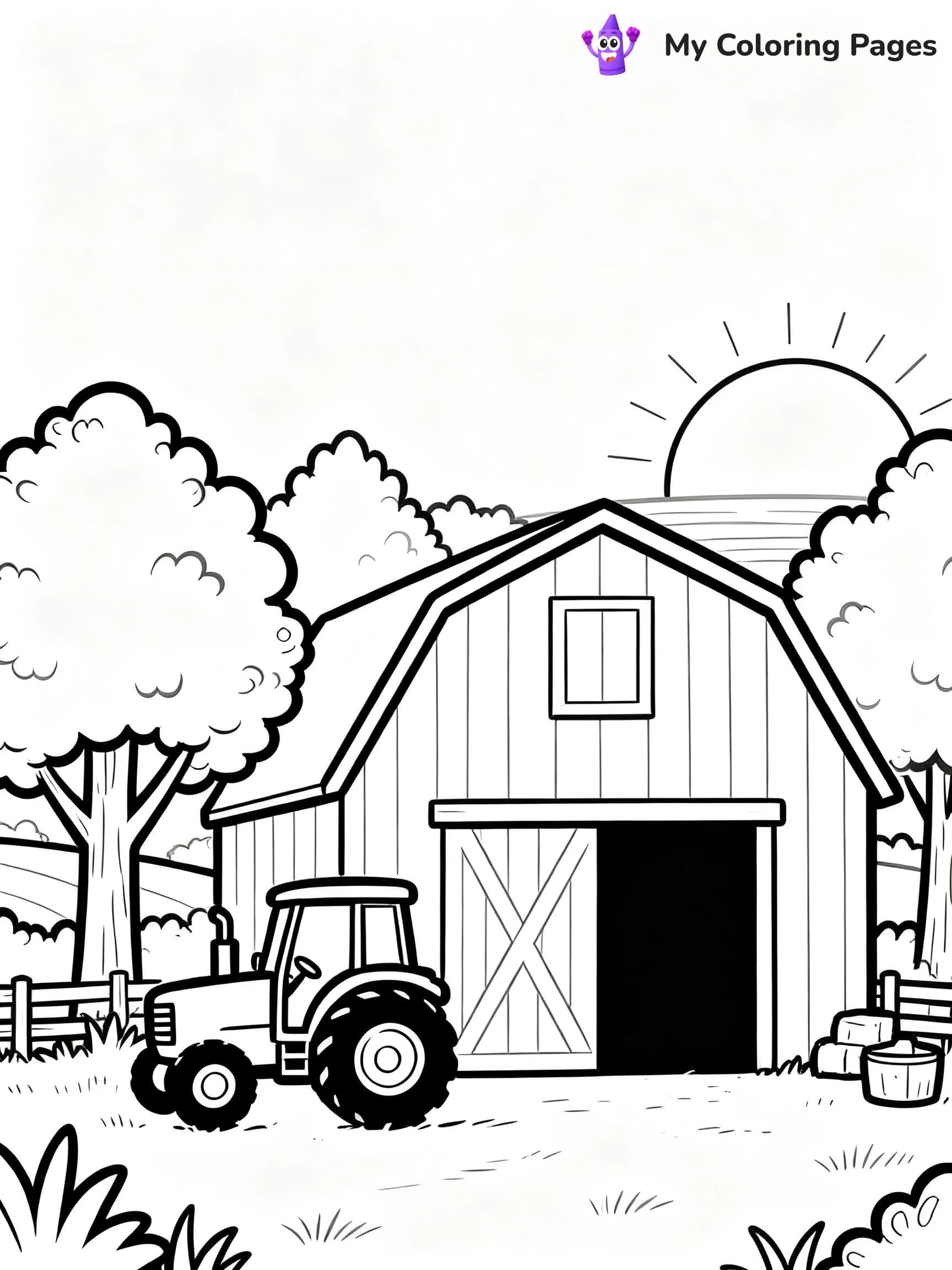 Simple Barn Coloring Pages - 9