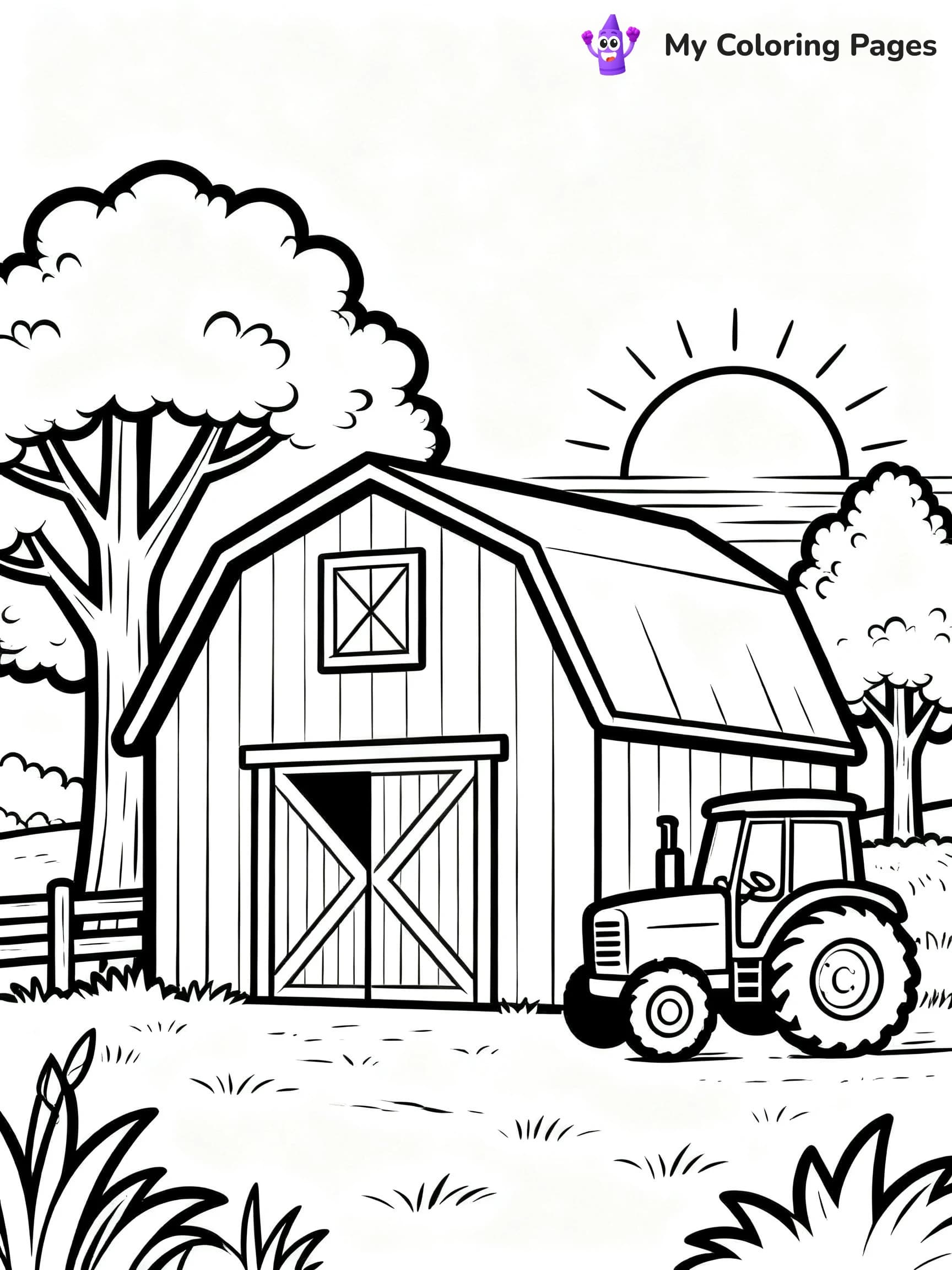 Simple Barn Coloring Pages - 8