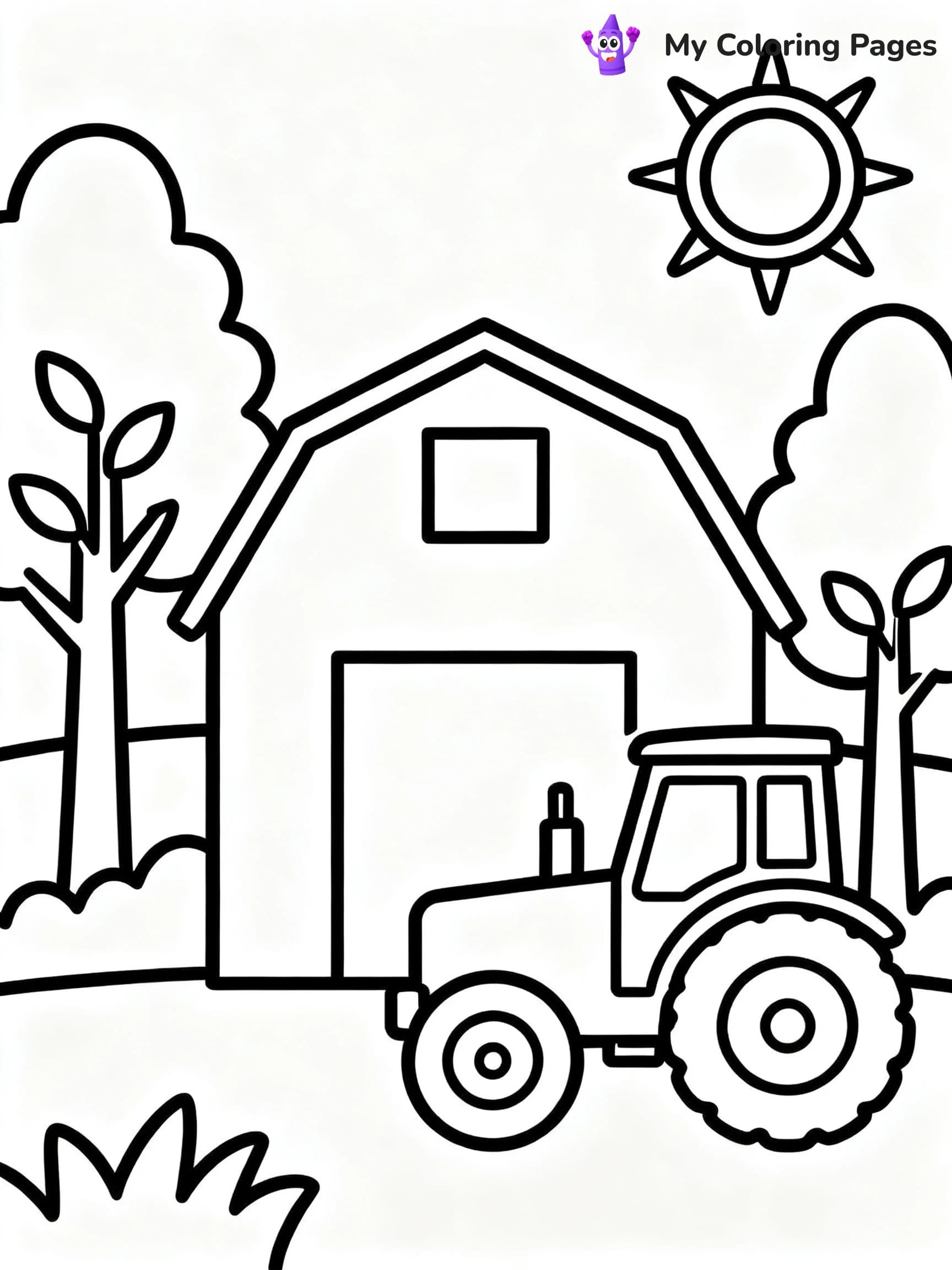 Simple Barn Coloring Pages - 7