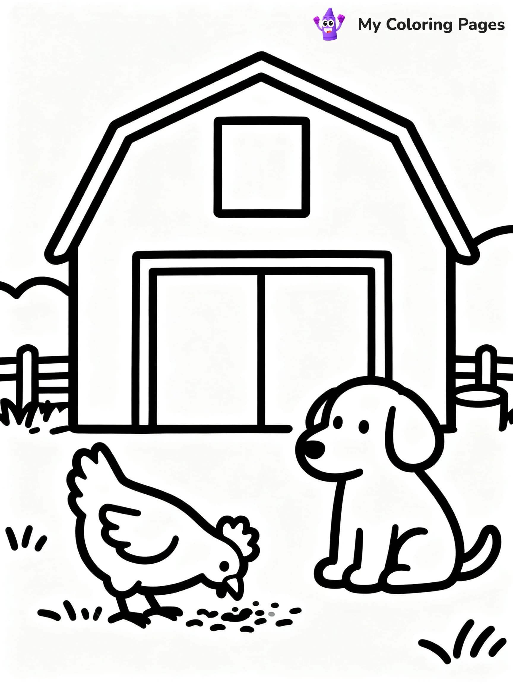 Simple Barn Coloring Pages - 4