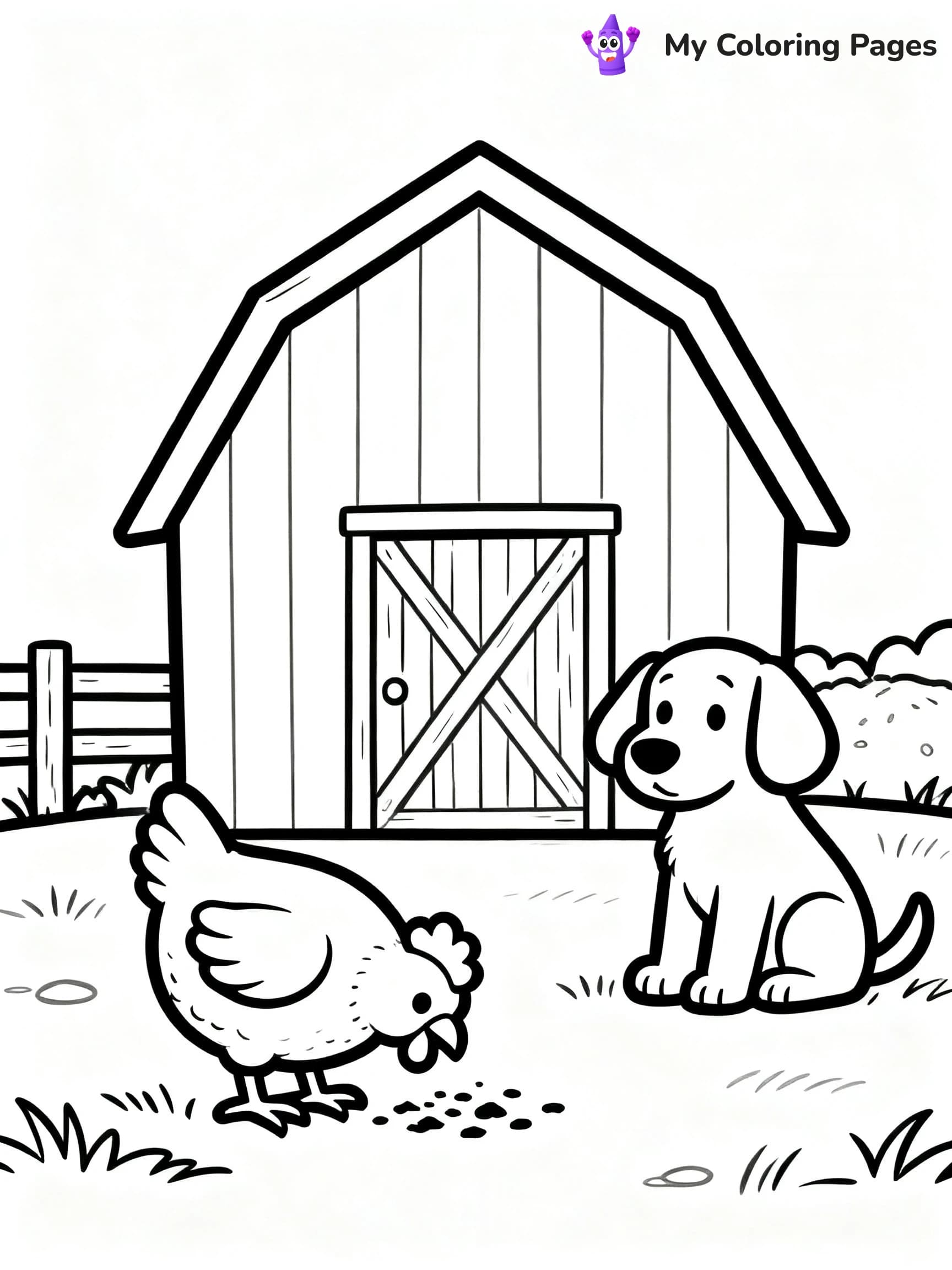 Simple Barn Coloring Pages - 3