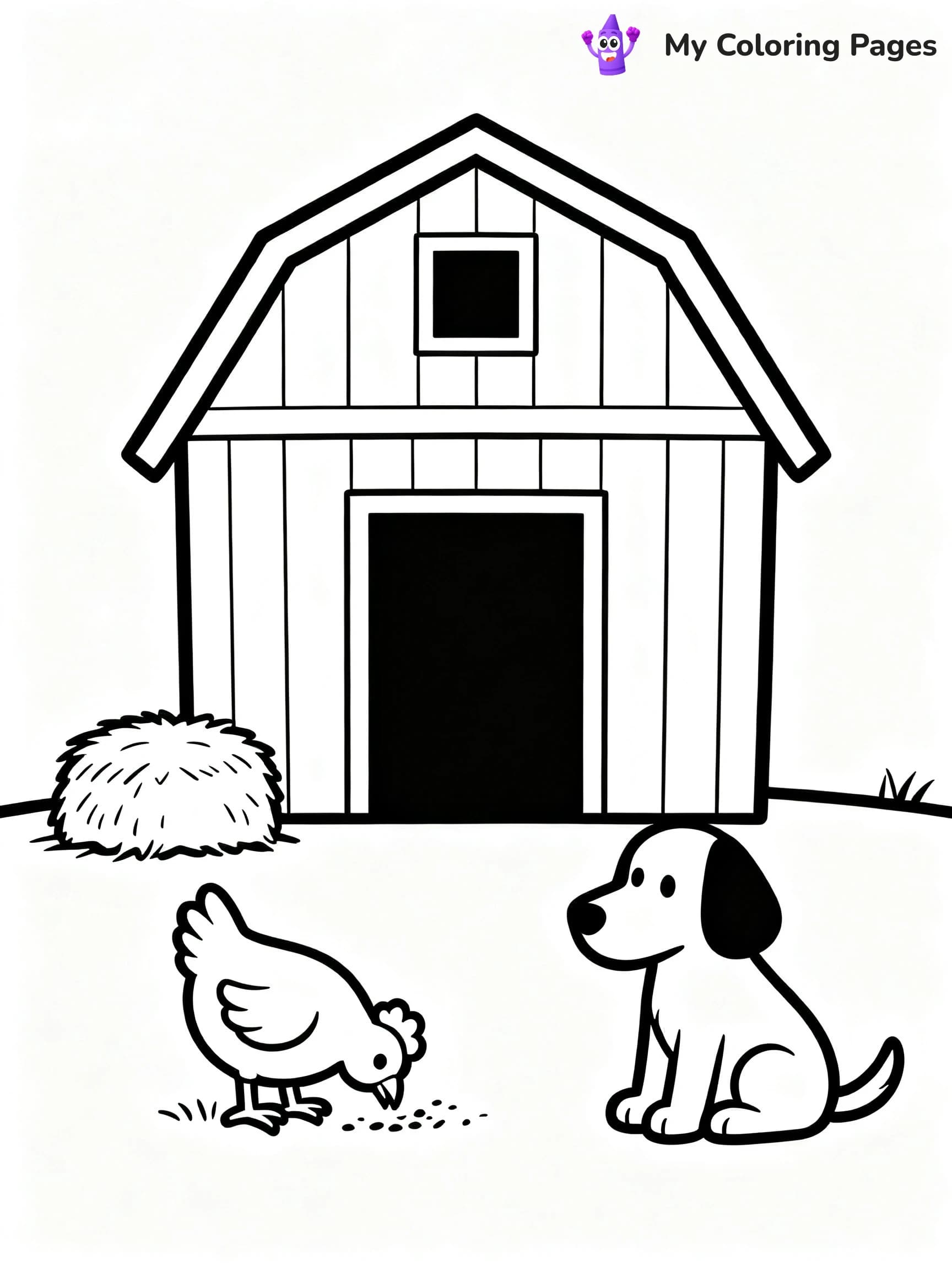 Simple Barn Coloring Pages - 2