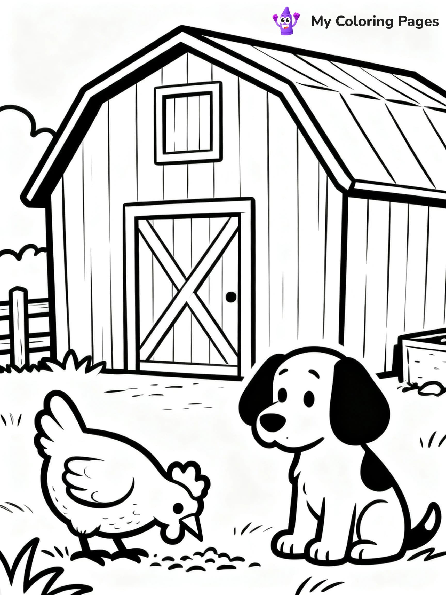 Simple Barn Coloring Pages - 1