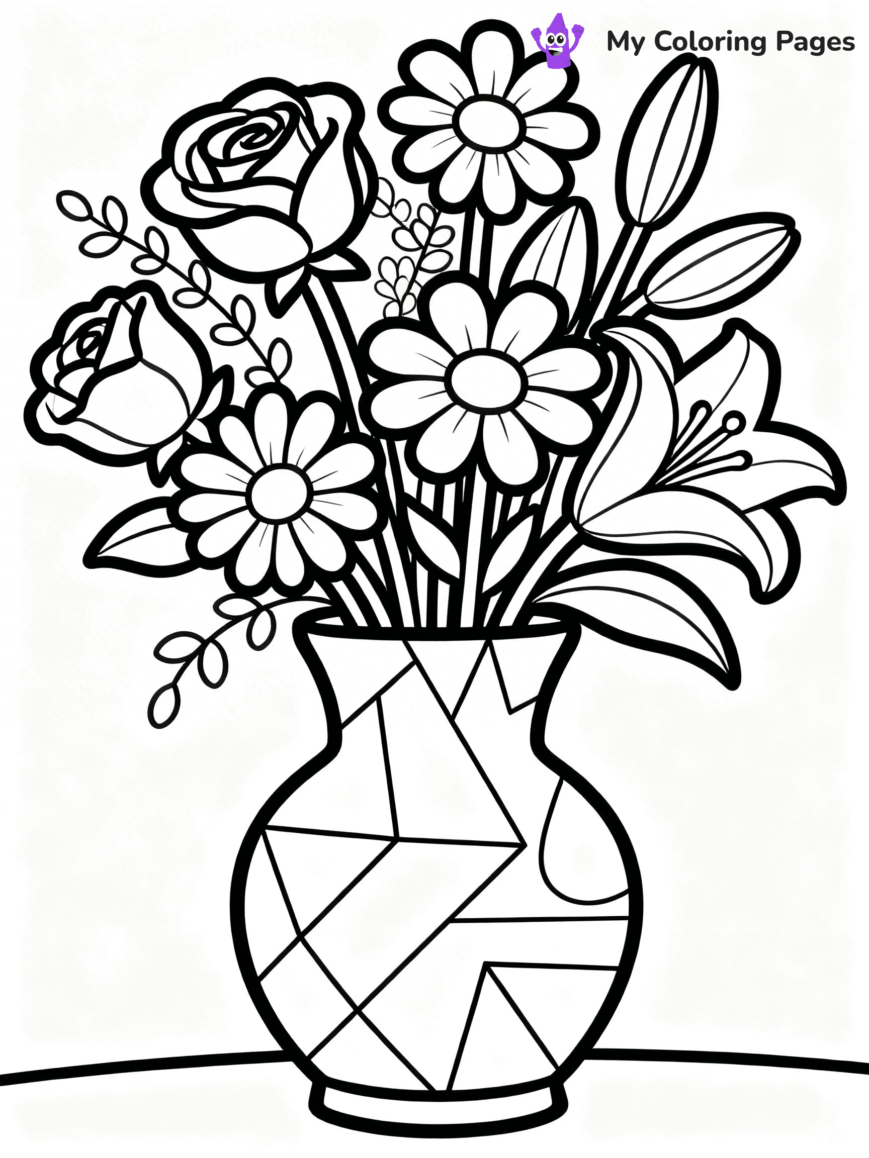 Flower Vase Coloring Pages - 9