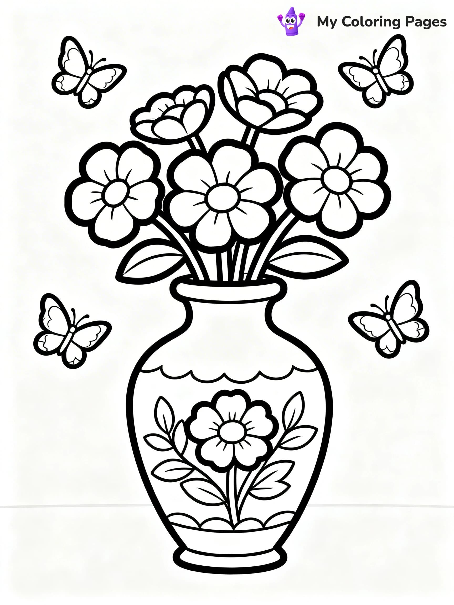 Flower Vase Coloring Pages - 6