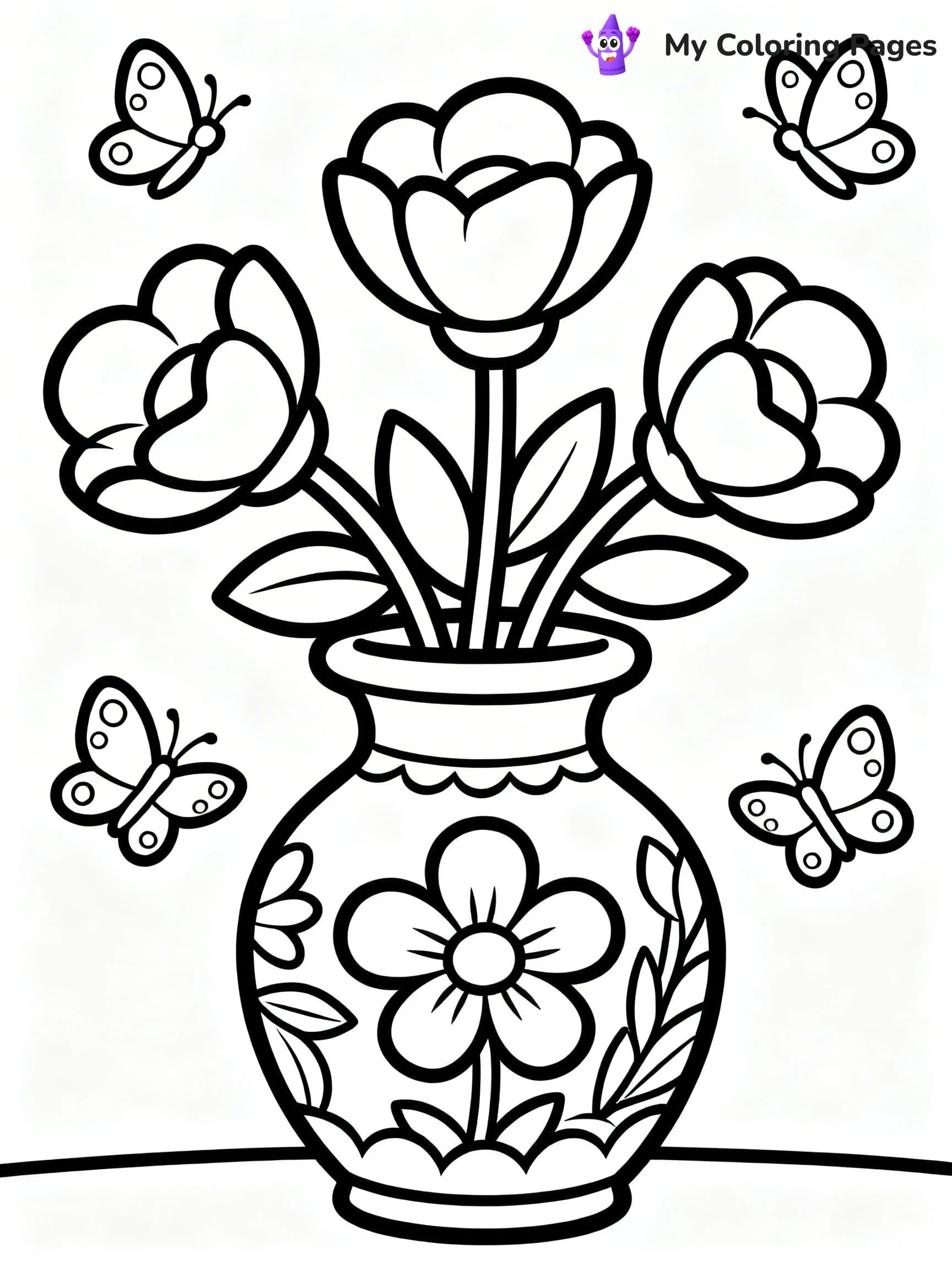 Flower Vase Coloring Pages - 3